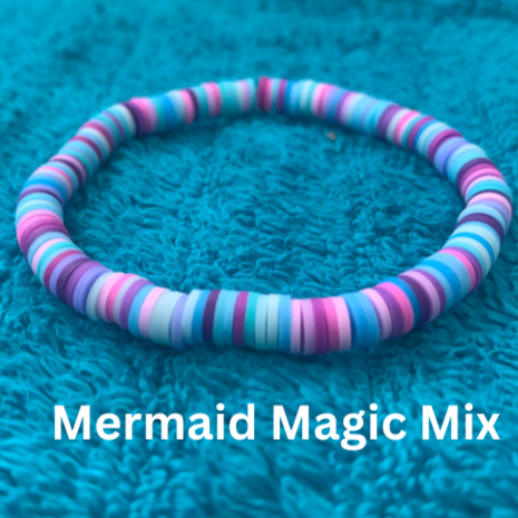 Mermaid Charm Heishi Bead Bracelet