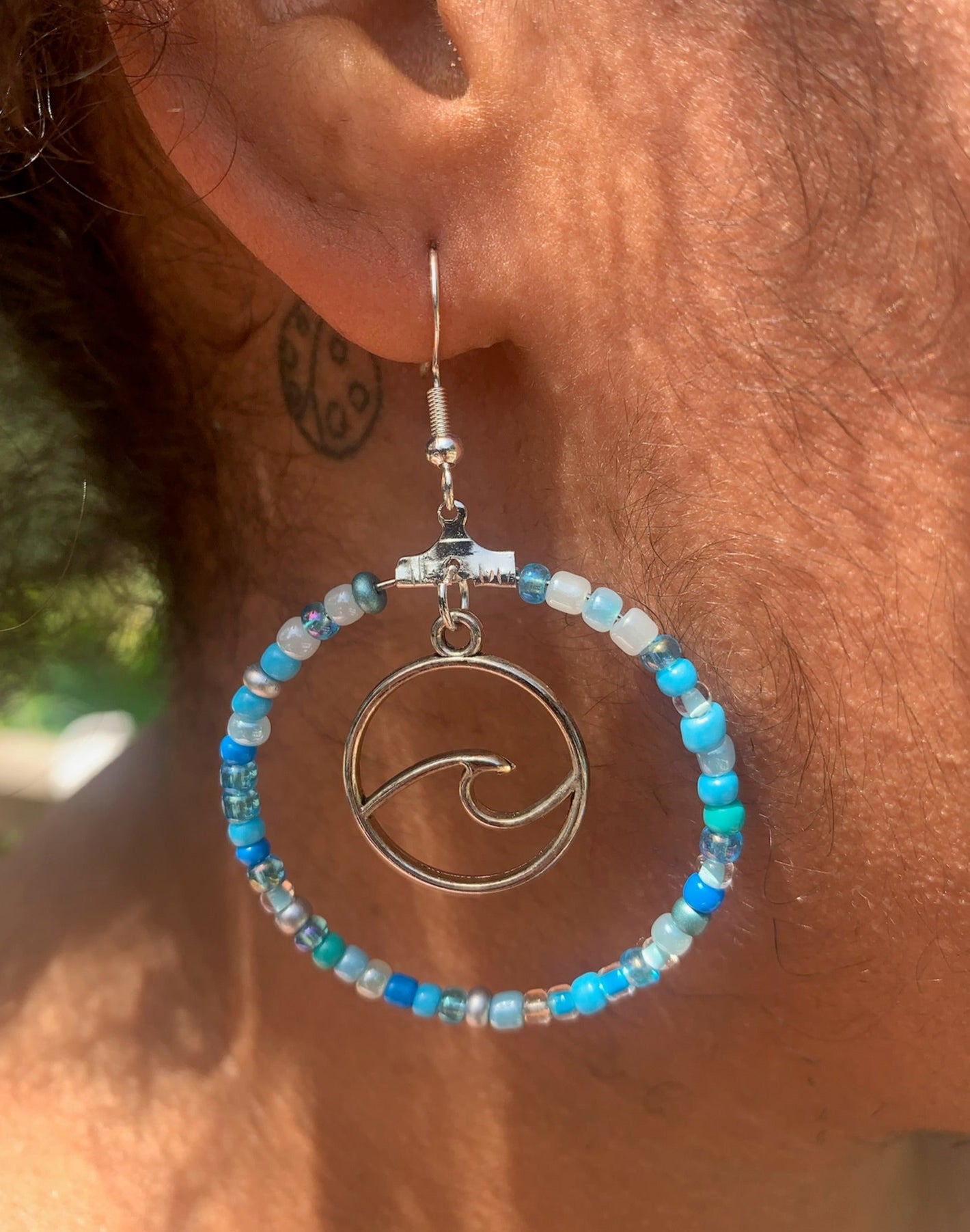Silver Circle Wave Hoop Earrings