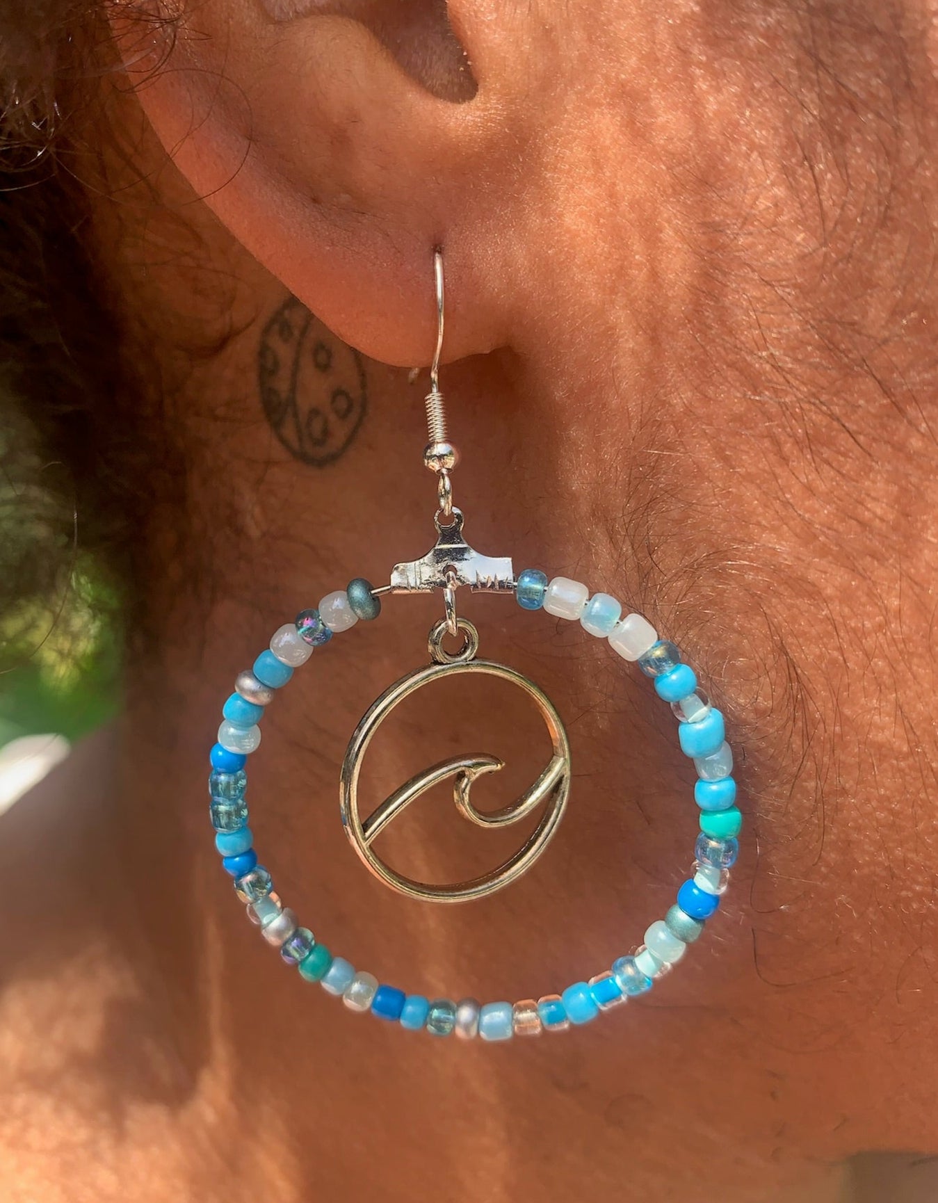 Silver Circle Wave Hoop Earrings