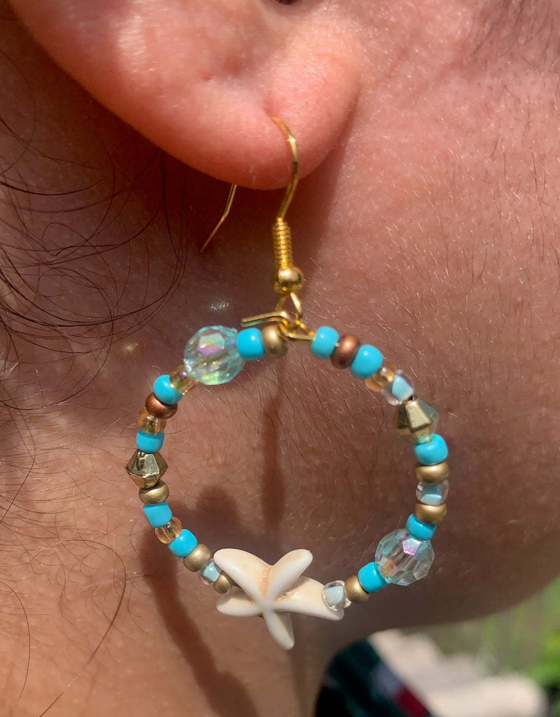 Starfish Beaded Hoop Earrings