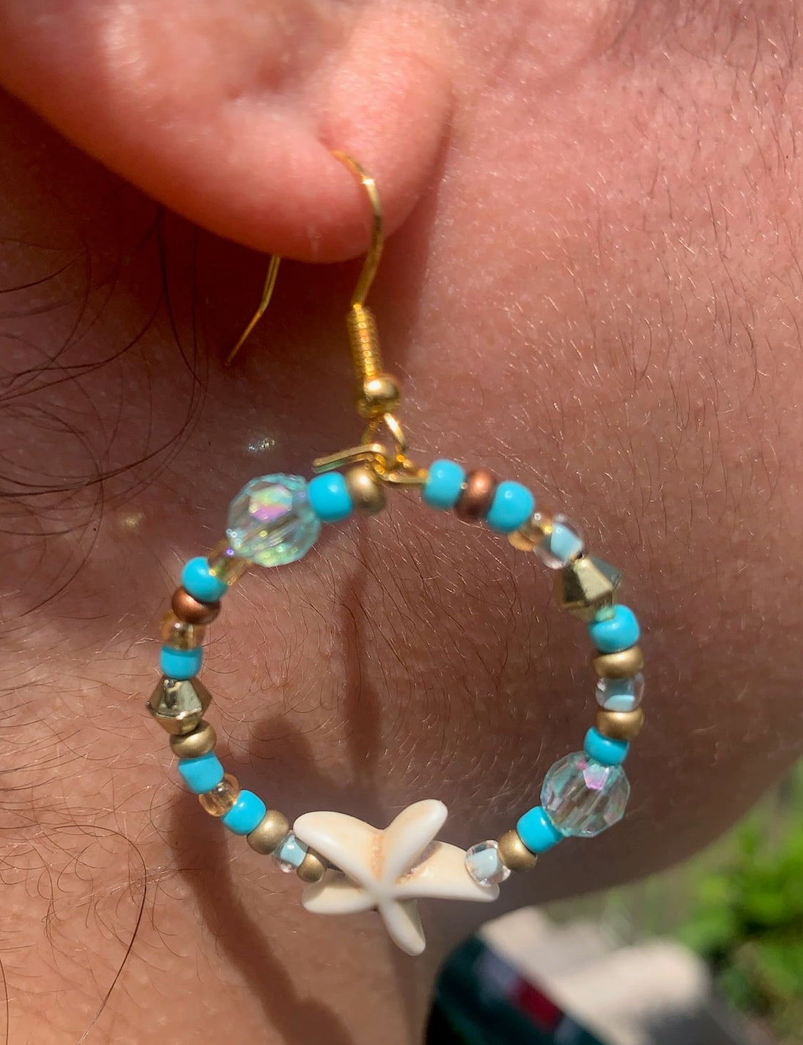 Starfish Beaded Hoop Earrings
