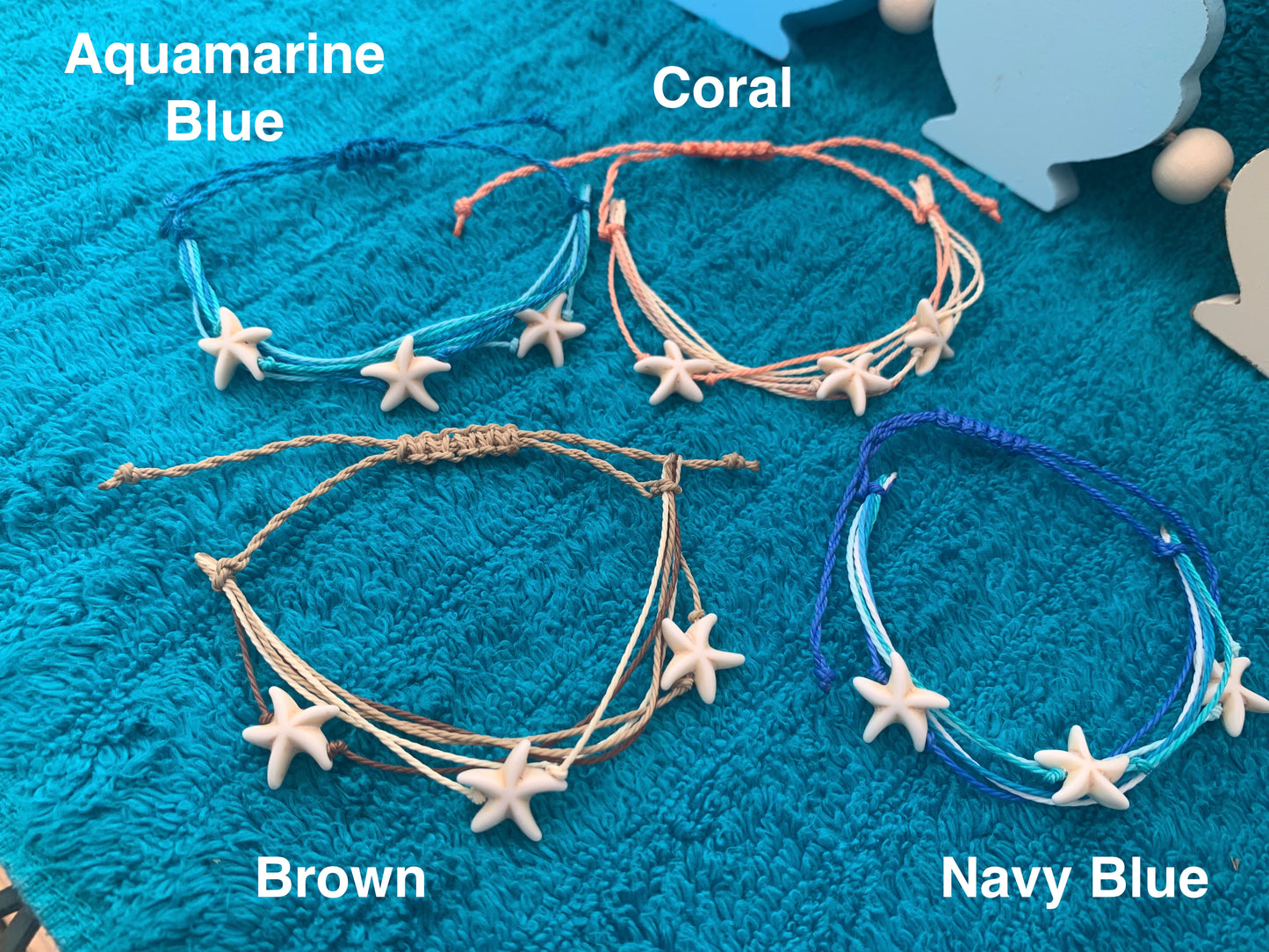 Multi-Strand Wax Cord Starfish Bracelet