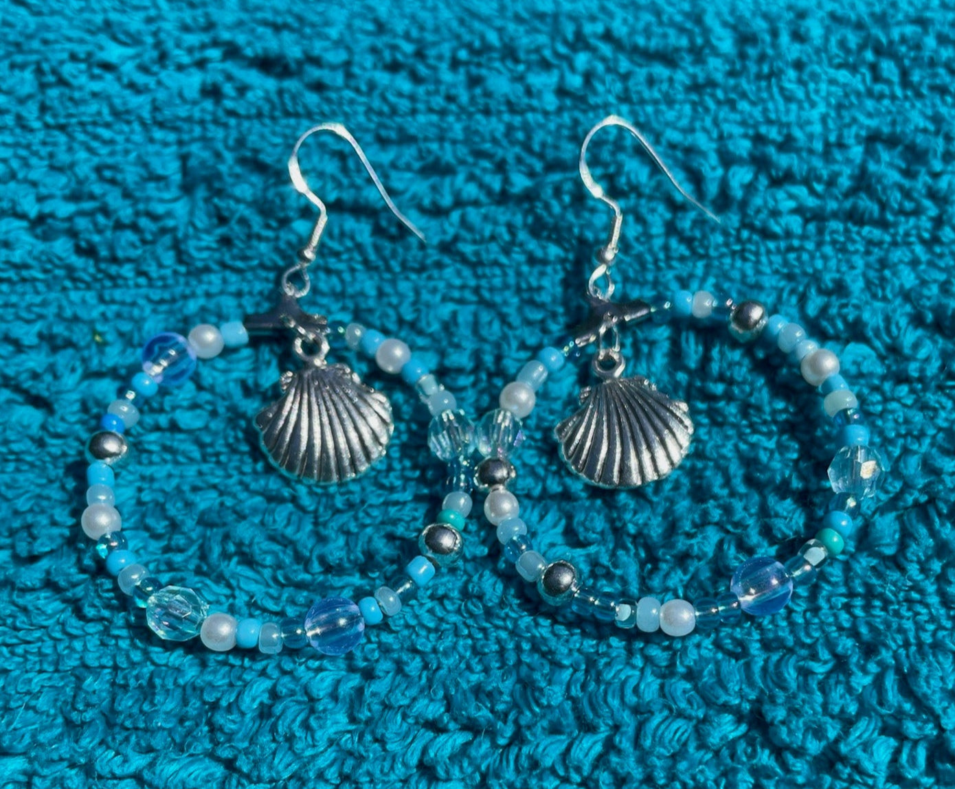 Silver Seashell Large Hoop Earrings