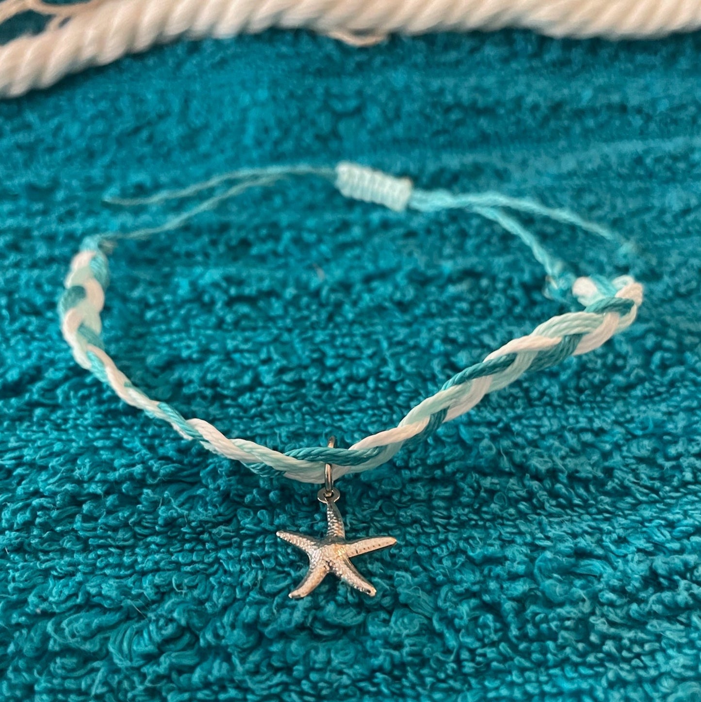 Braided Silver Starfish Anklet