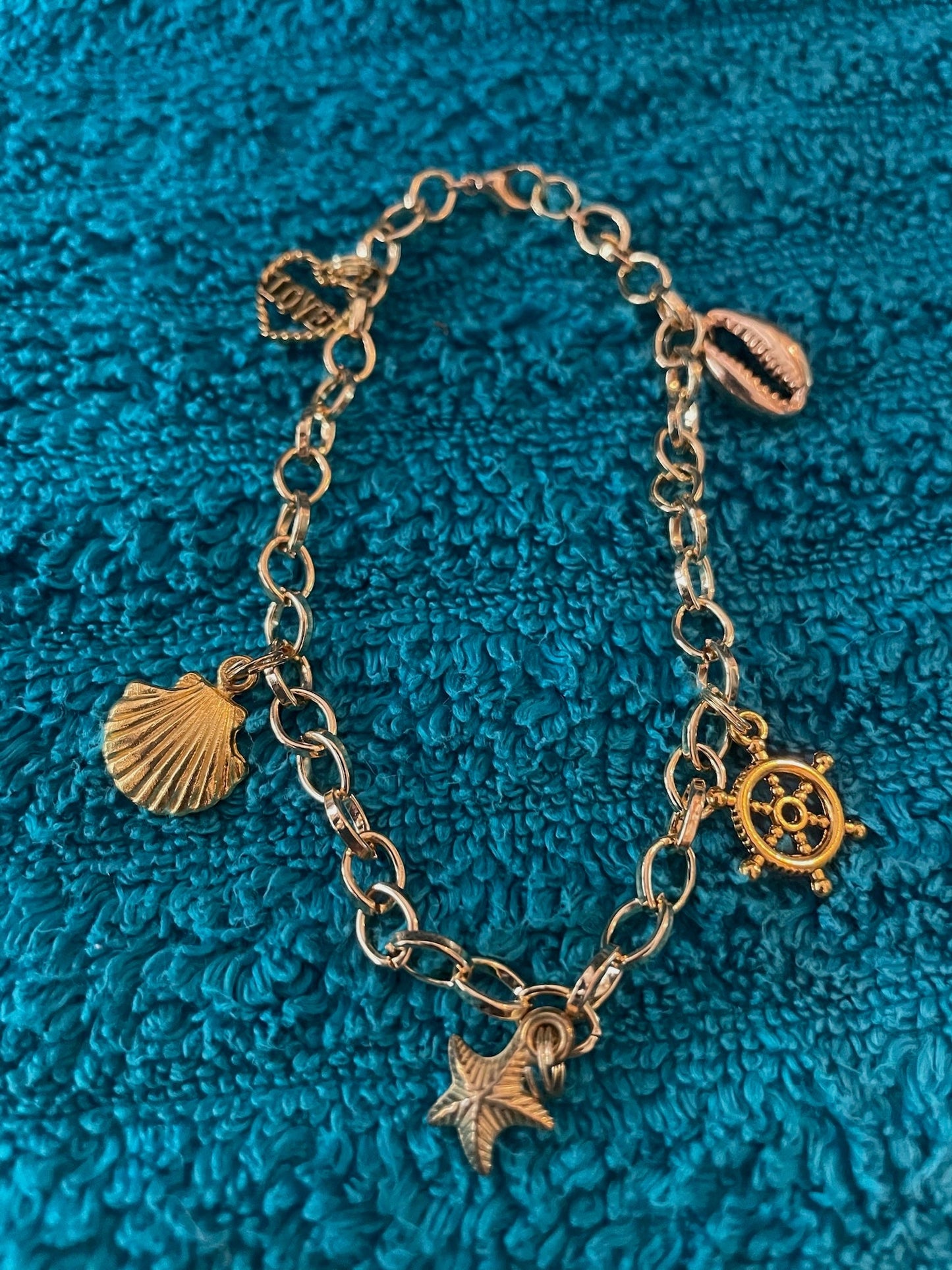 Golden Ocean Charm Anklet