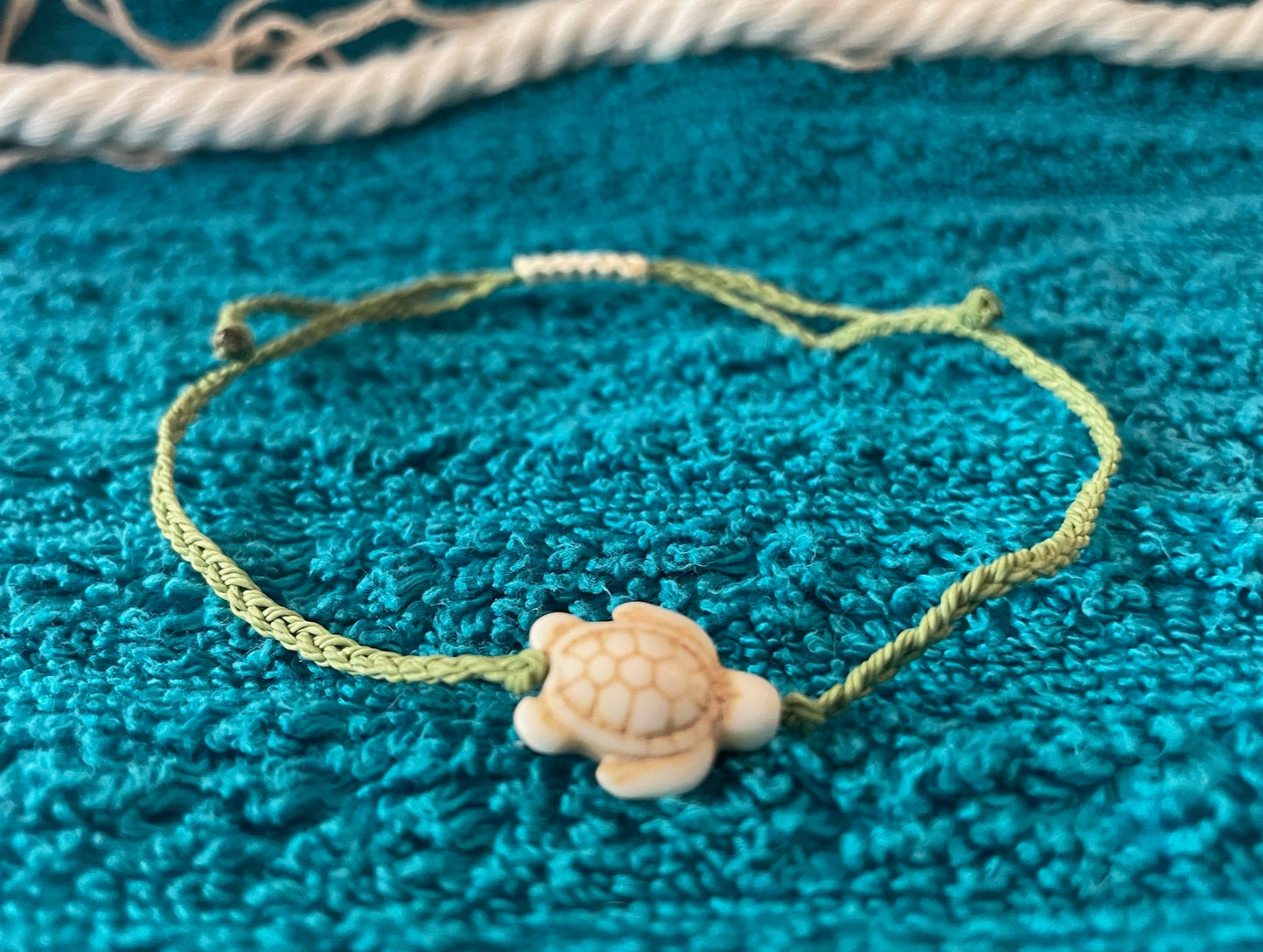 Braided Ankle Bracelet w/ Turtle Charm