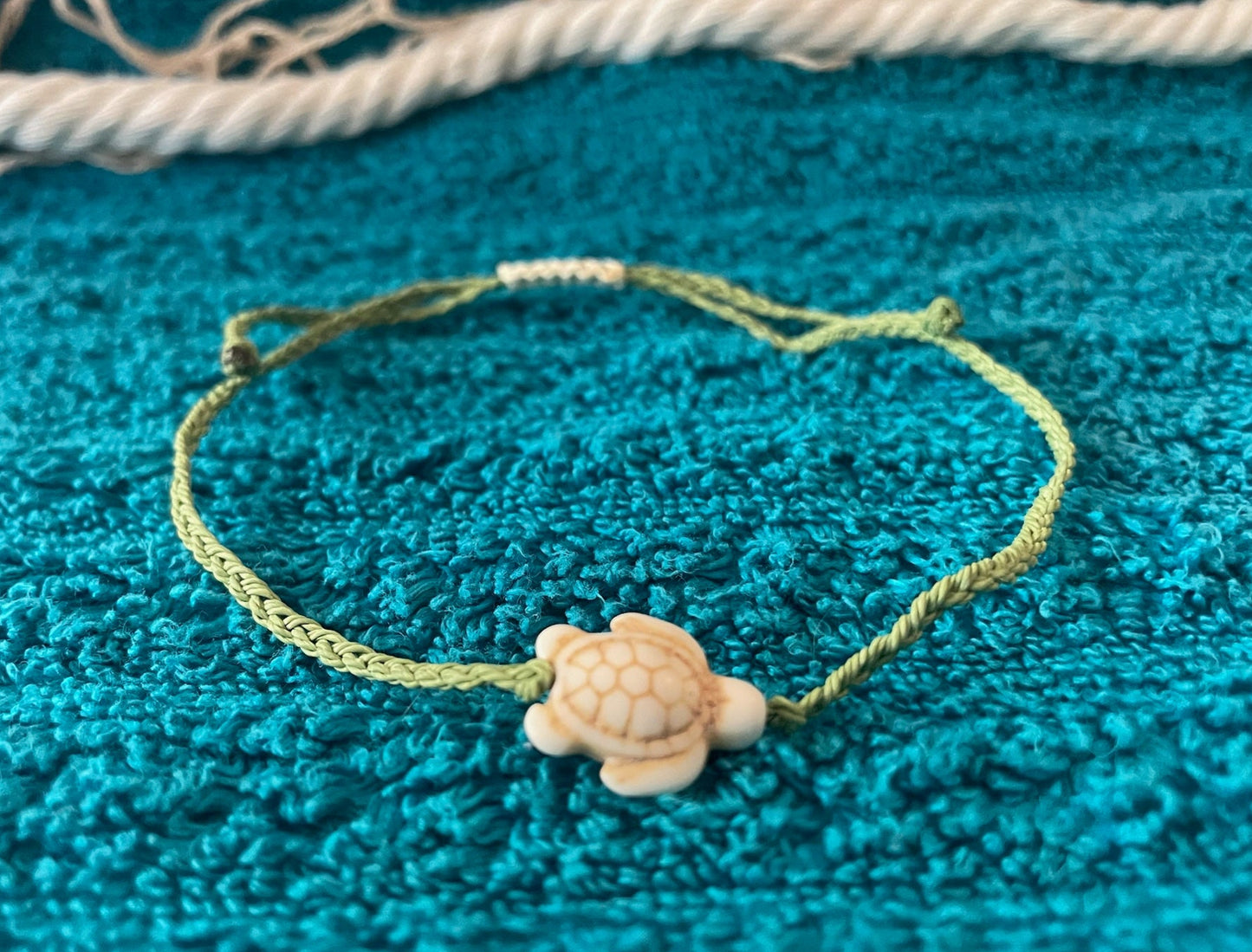 Braided Ankle Bracelet w/ Turtle Charm