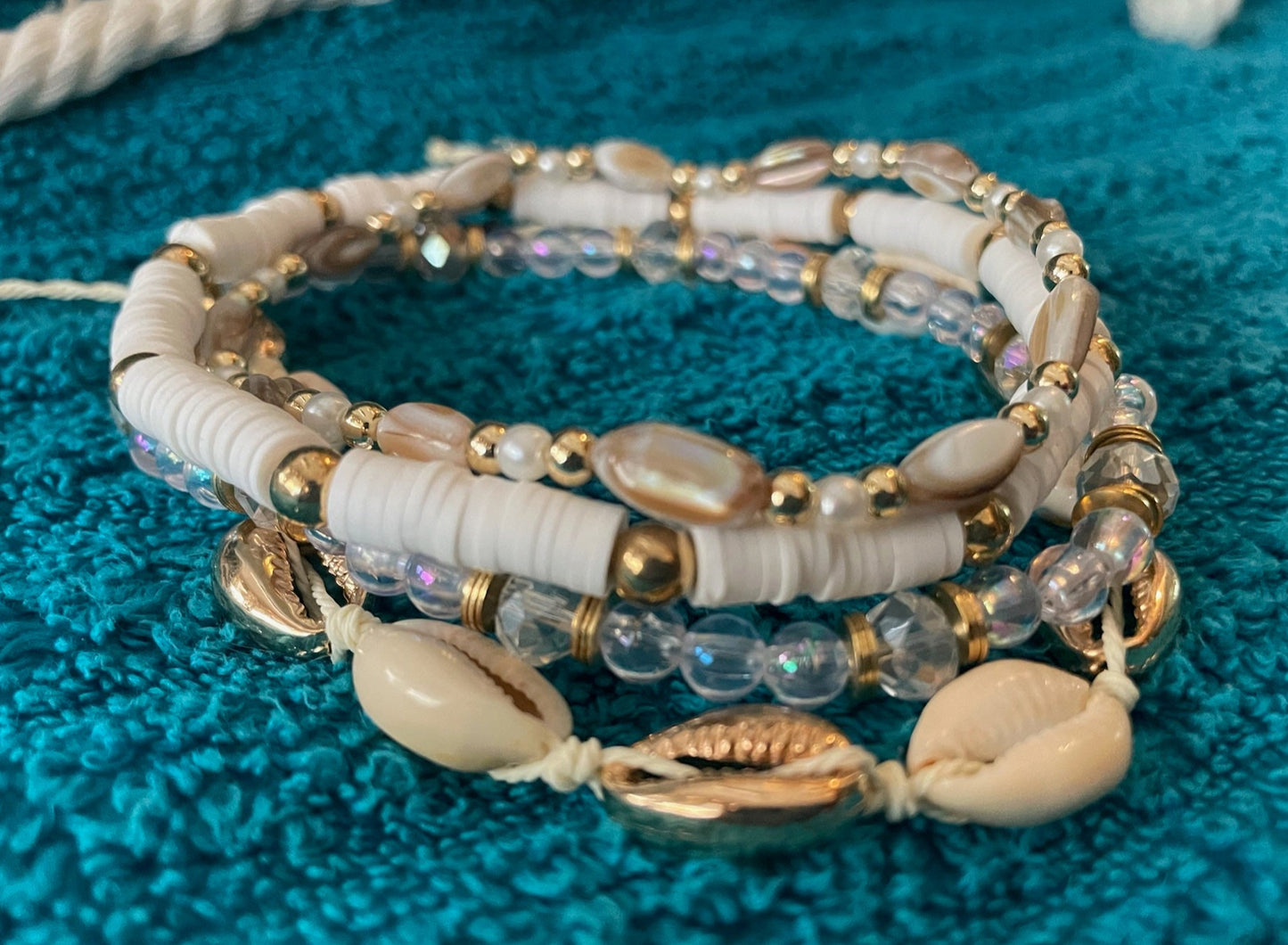 Seashell Shimmer 4-Piece Anklet Set