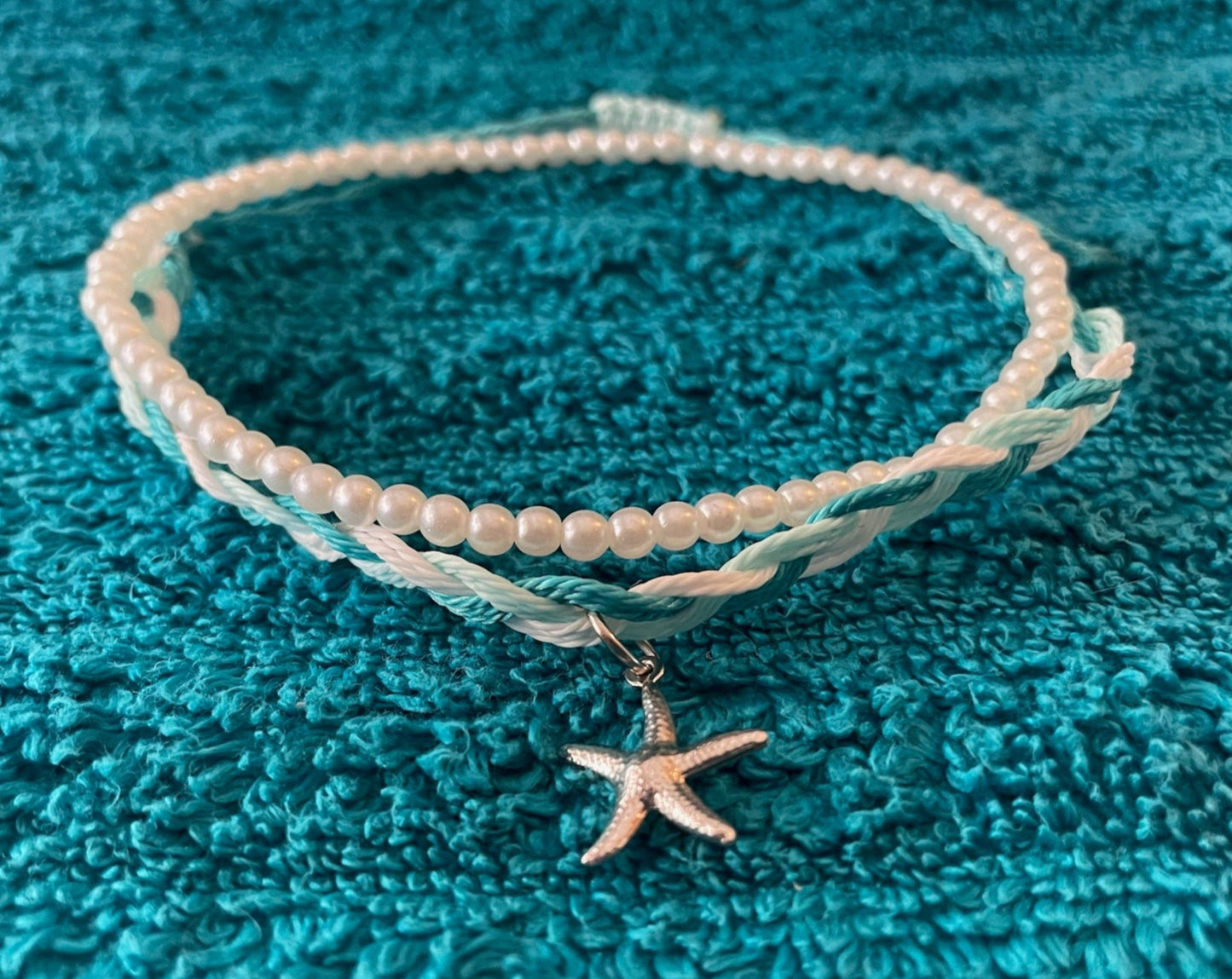 Aqua Pearl Anklet Set
