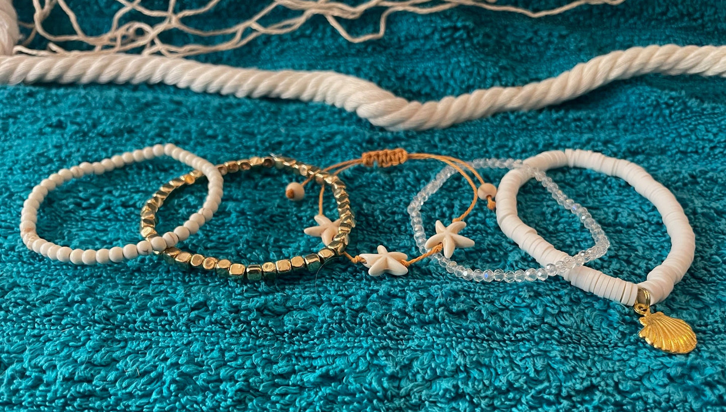 Triple Starfish Stackable Bracelet Set