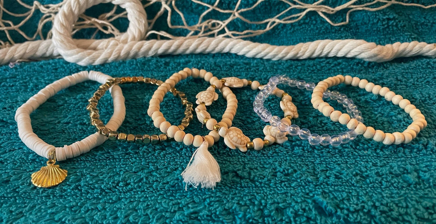 Sandy Turtle Stackable Bracelet Set