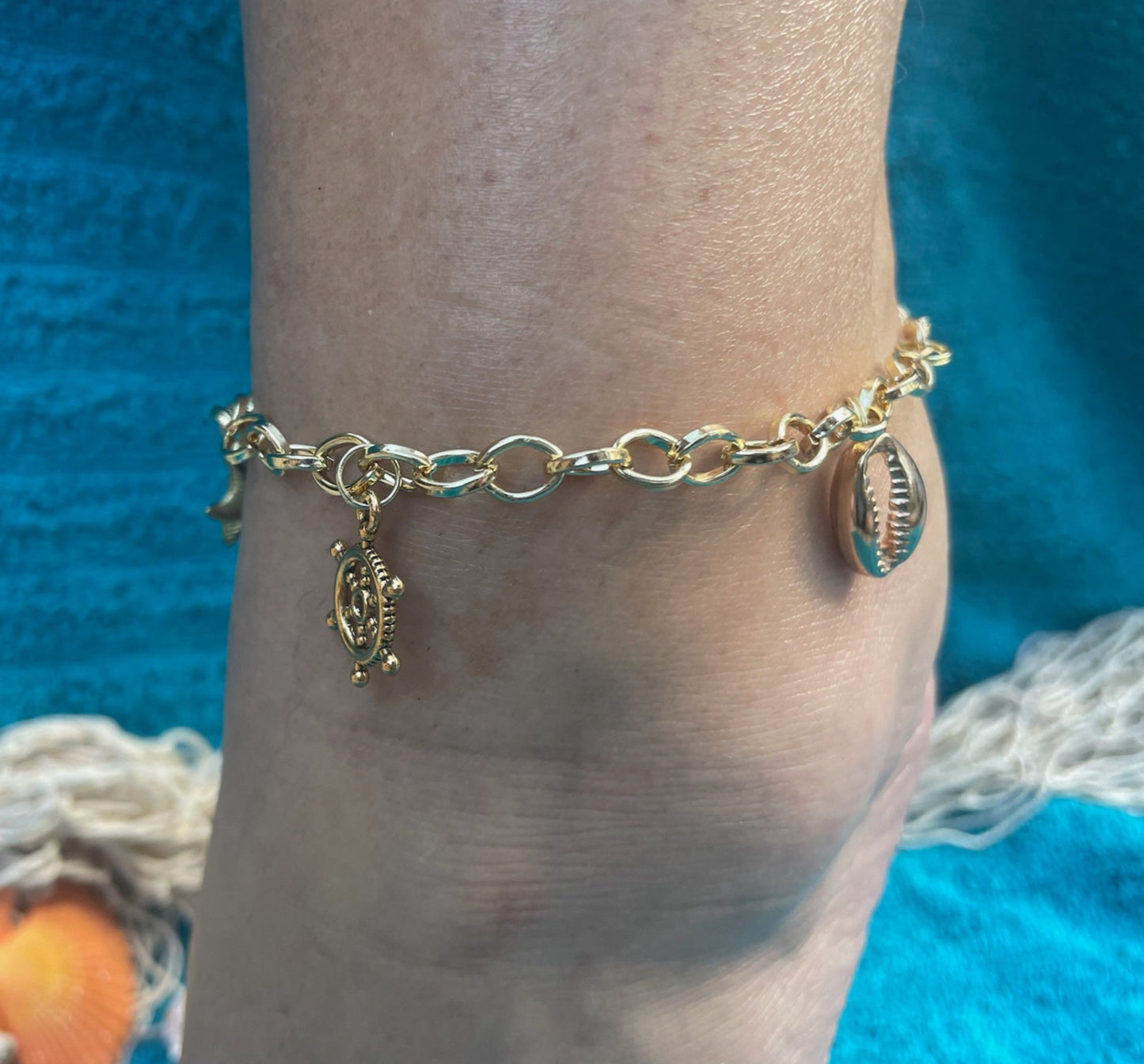 Golden Ocean Charm Anklet