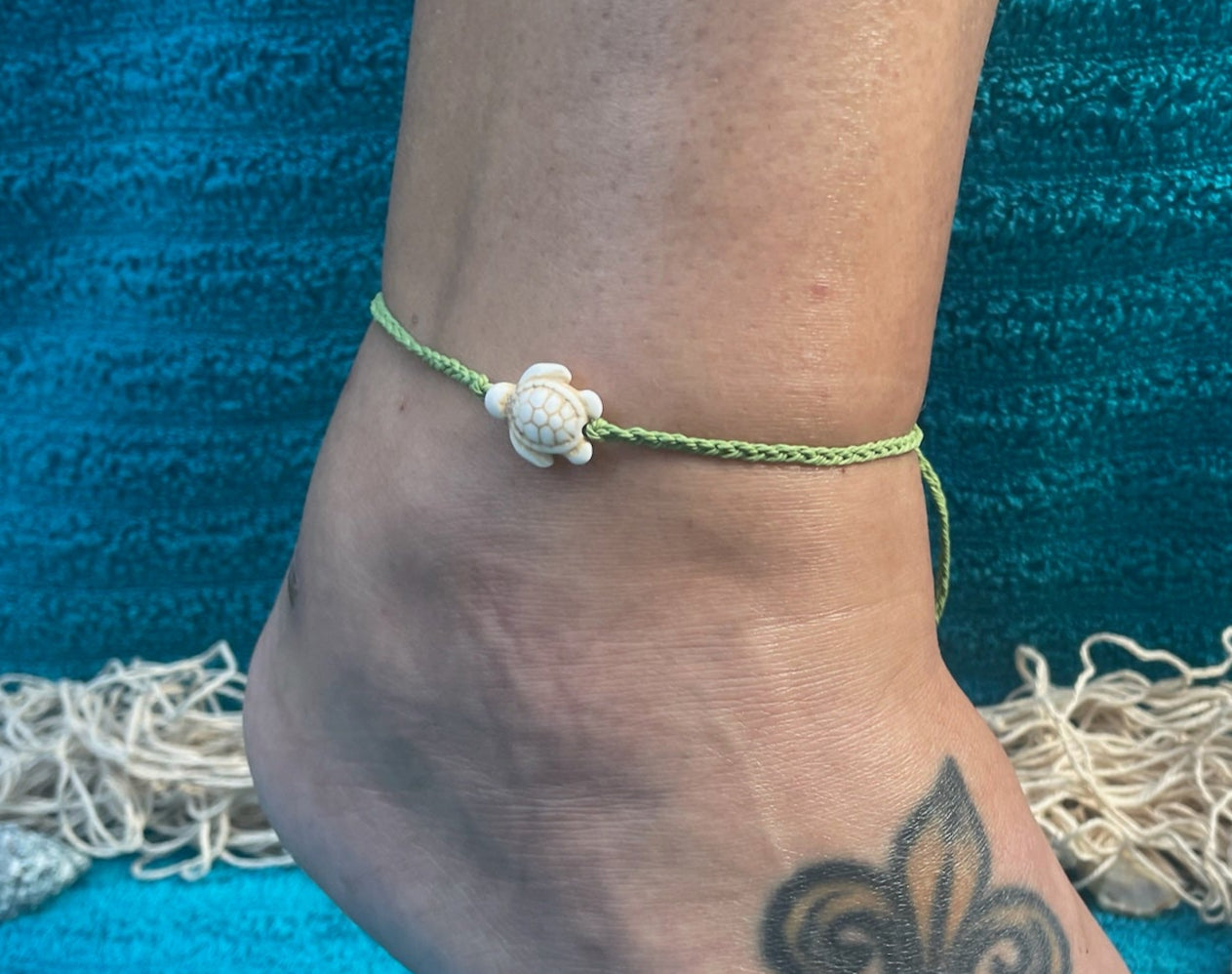Braided Ankle Bracelet w/ Turtle Charm