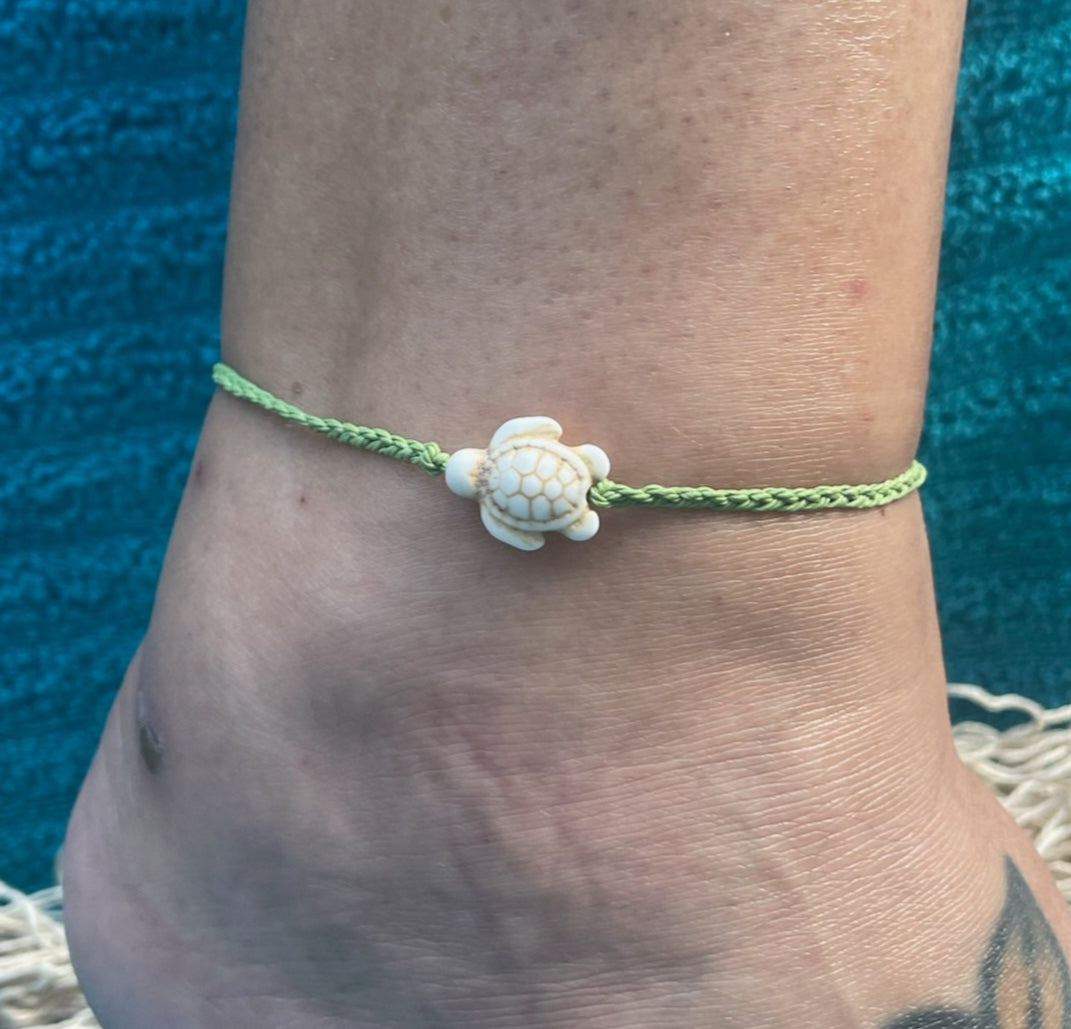 Braided Ankle Bracelet w/ Turtle Charm