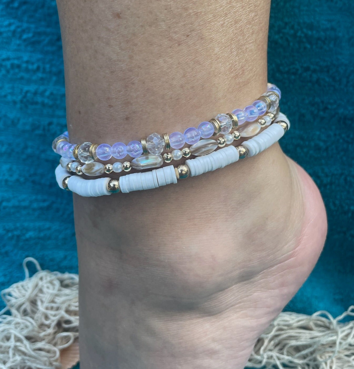 Island Gold 3-Piece Anklet Set