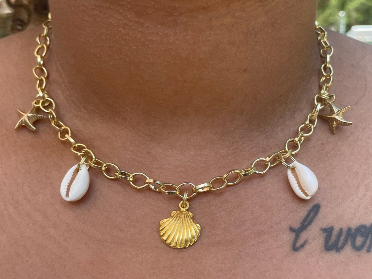 Sea Shells + Stars Charm Necklace