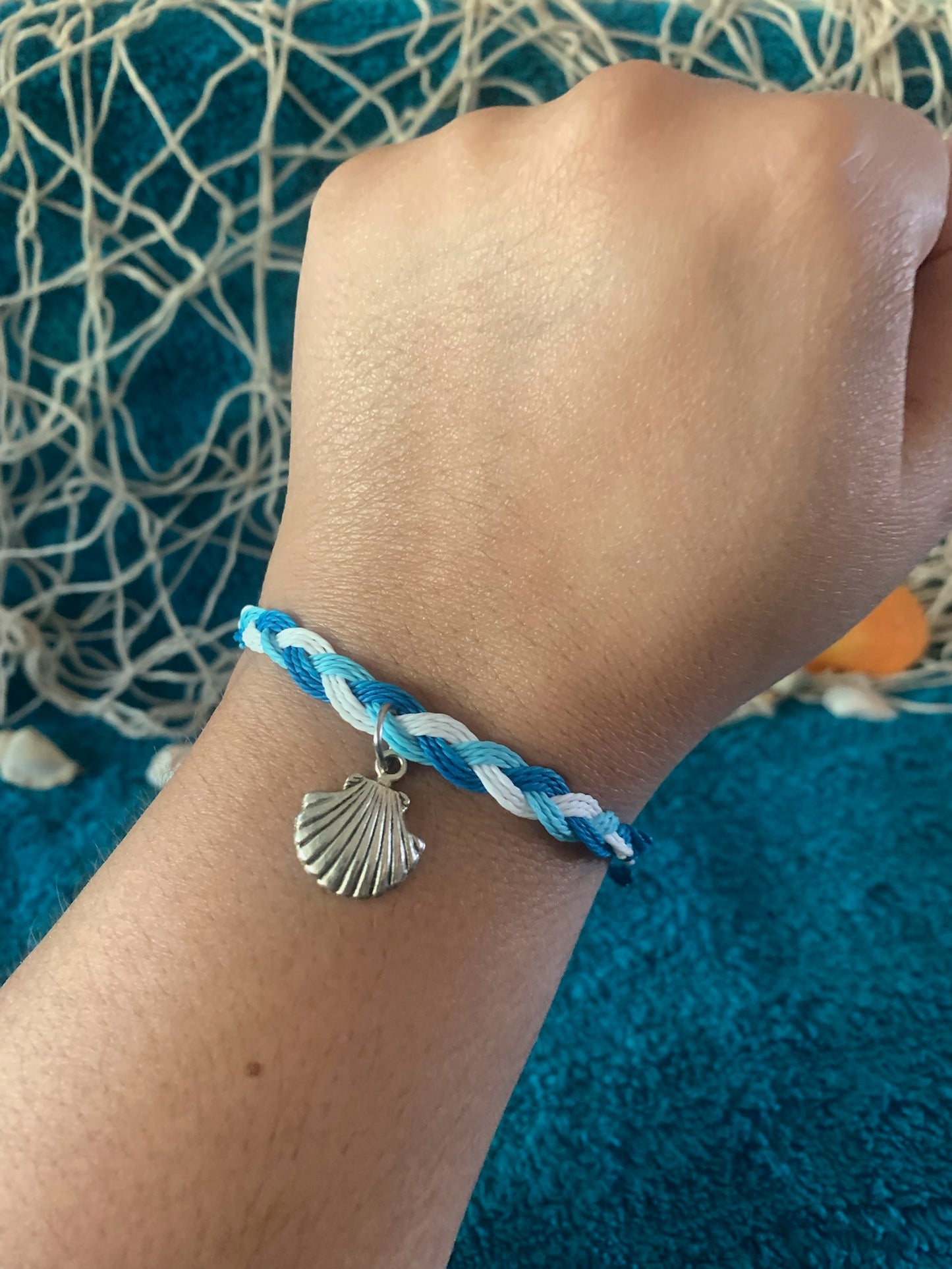 Silver Seashell Braided Bracelet