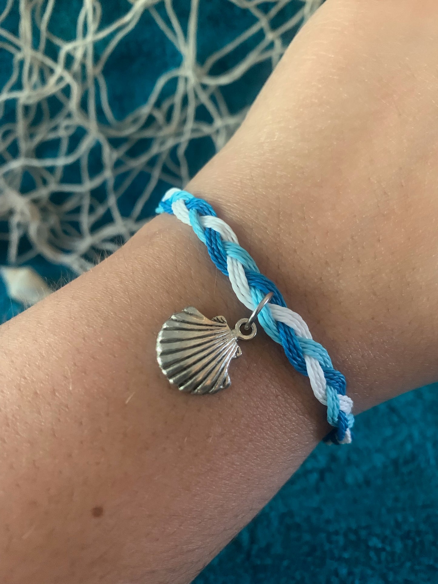 Silver Seashell Braided Bracelet