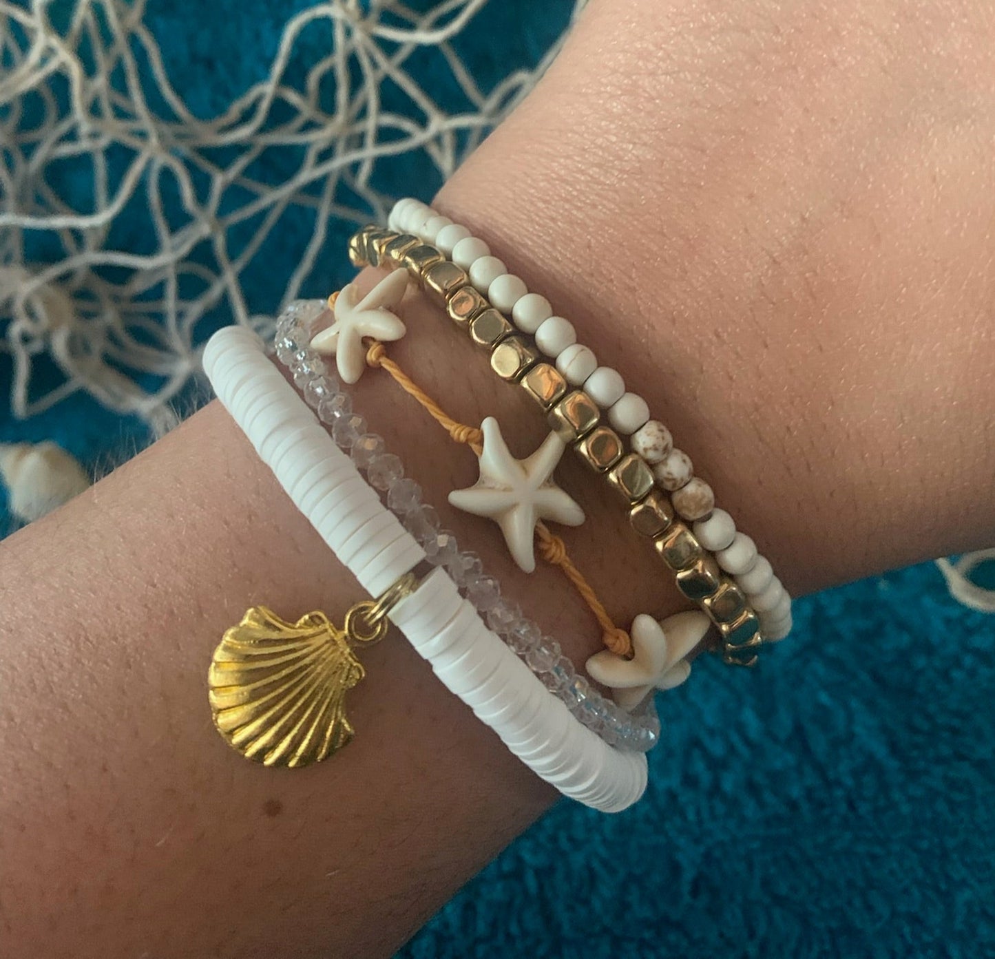 Triple Starfish Stackable Bracelet Set
