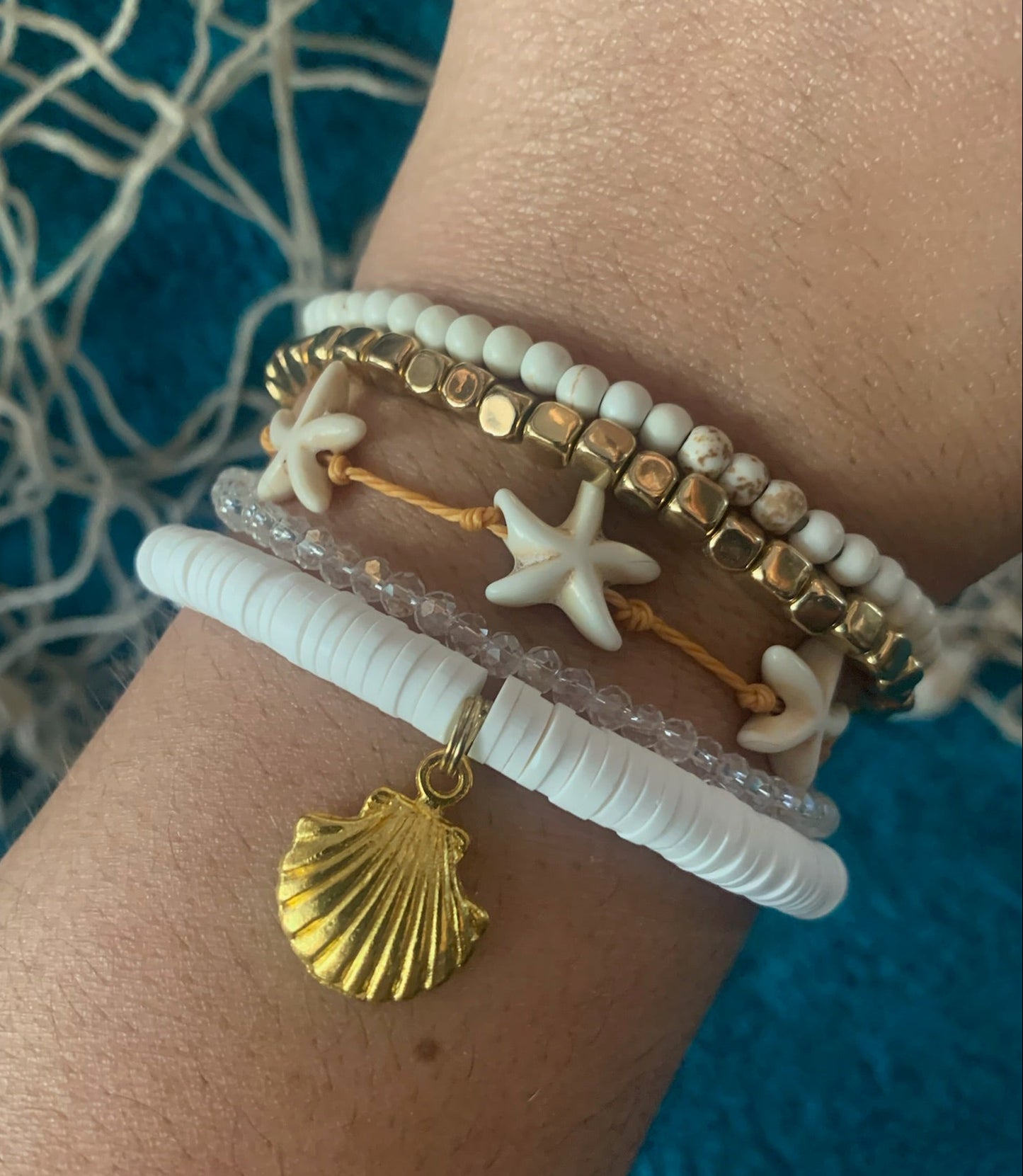 Triple Starfish Stackable Bracelet Set