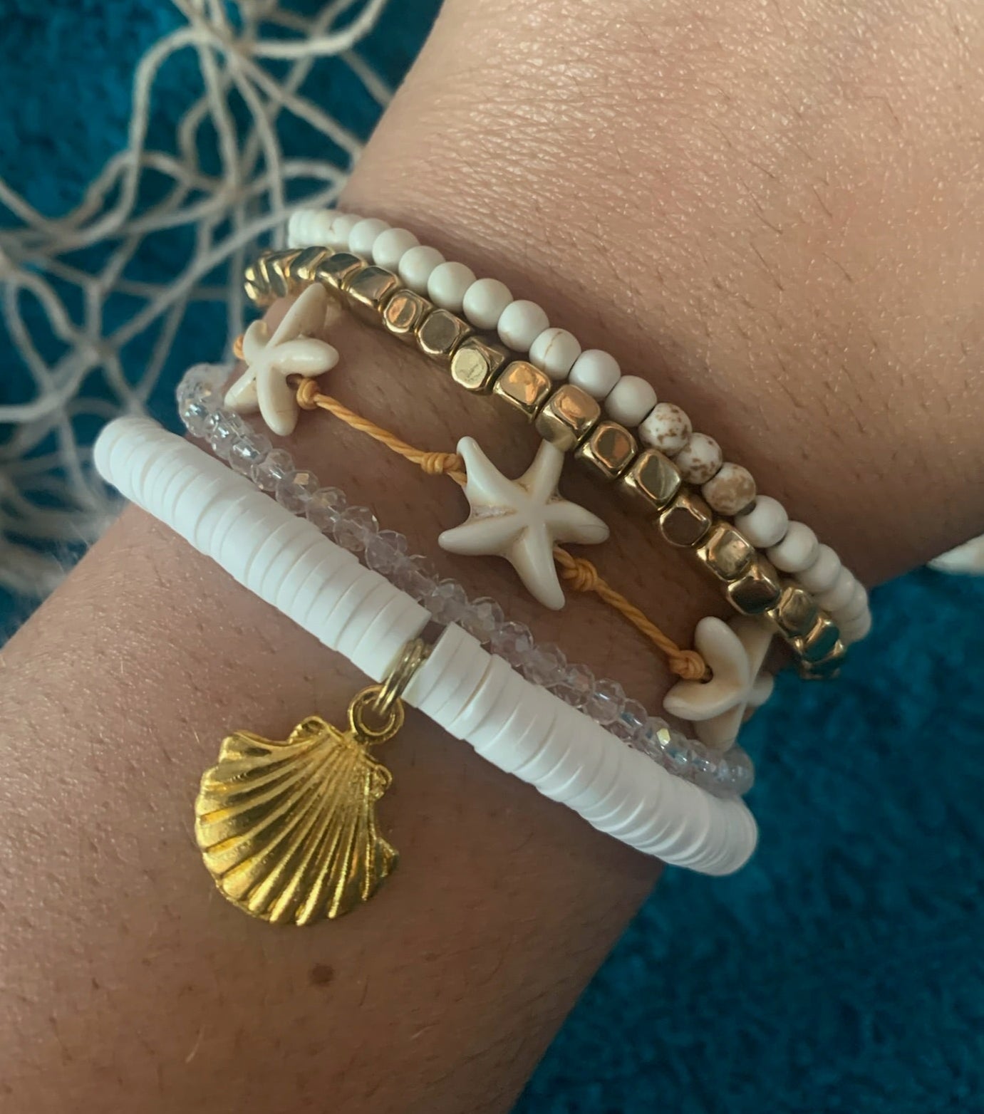 Triple Starfish Stackable Bracelet Set