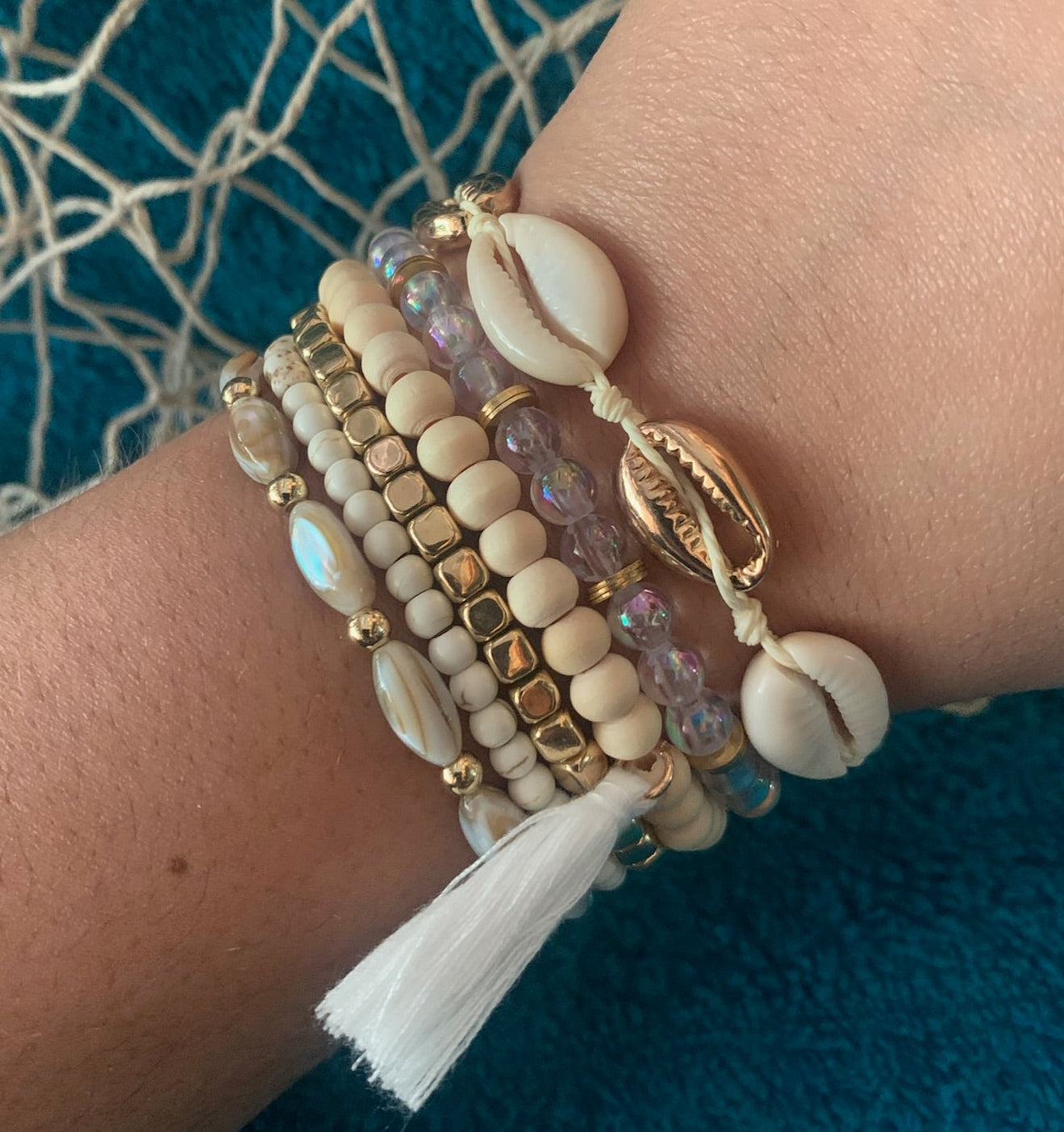 Sunshine Seashells Stackable Bracelet Set