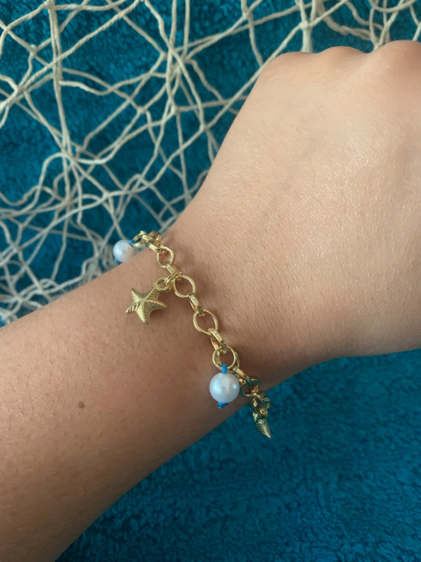 Pearl + Starfish Charm Bracelet