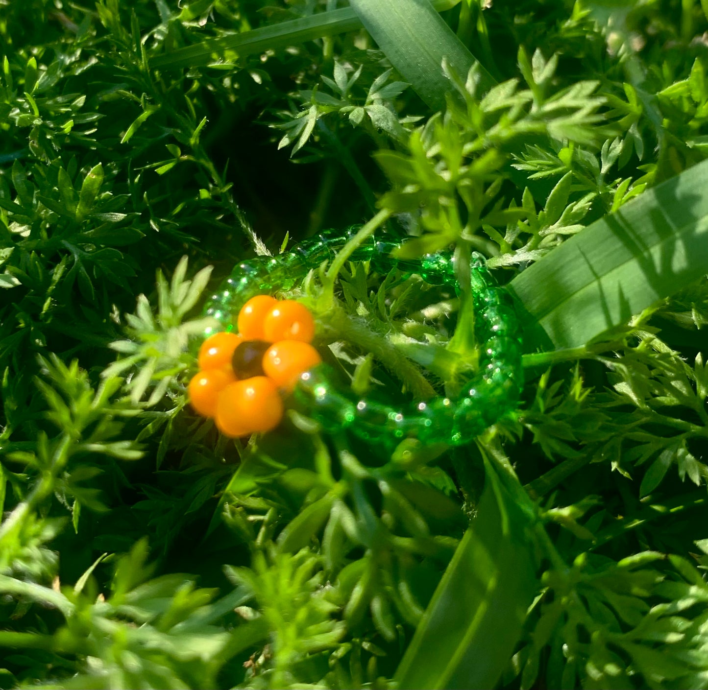 "Sunflower" Flower-Chain Seed Bead Bracelet