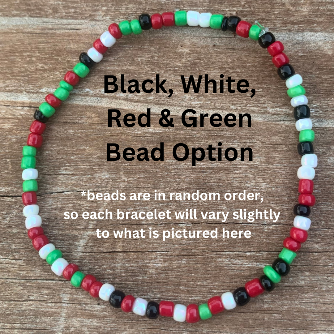 Seed Bead Bracelet with Single Watermelon Spacer Bead