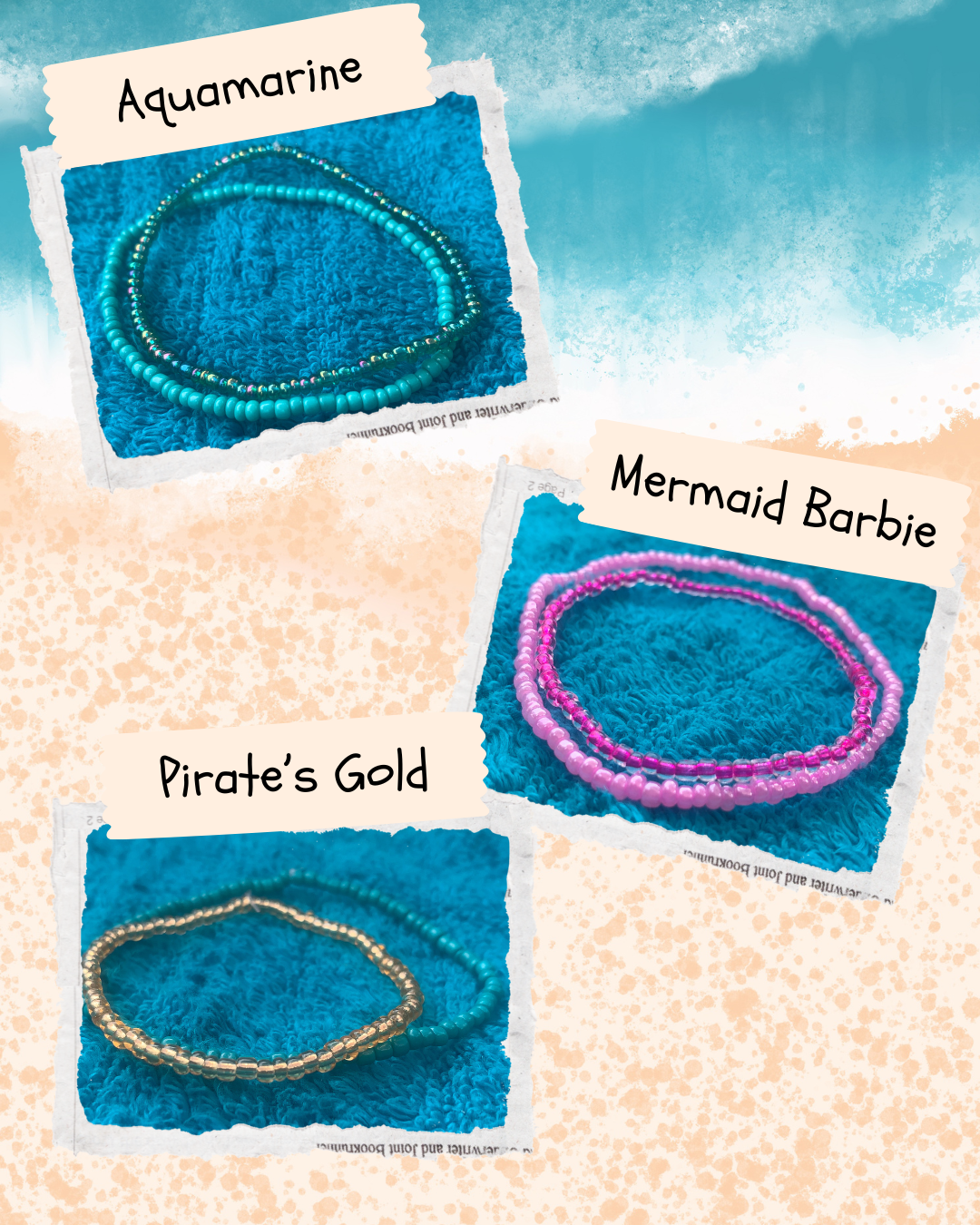 2-Strand Mermaid Charm Seed Bead Bracelet