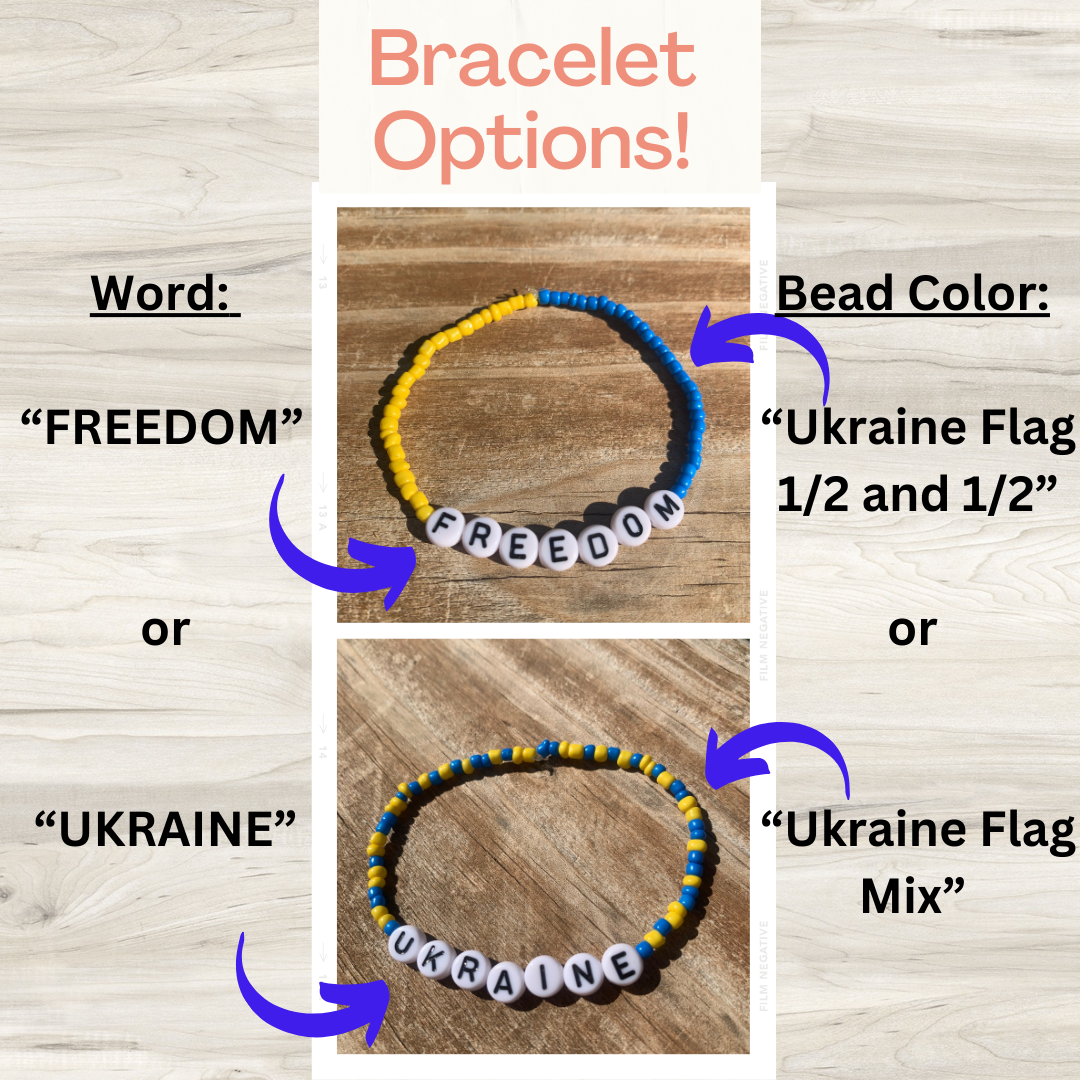 UKRAINE/FREEDOM Seed Bead Bracelet