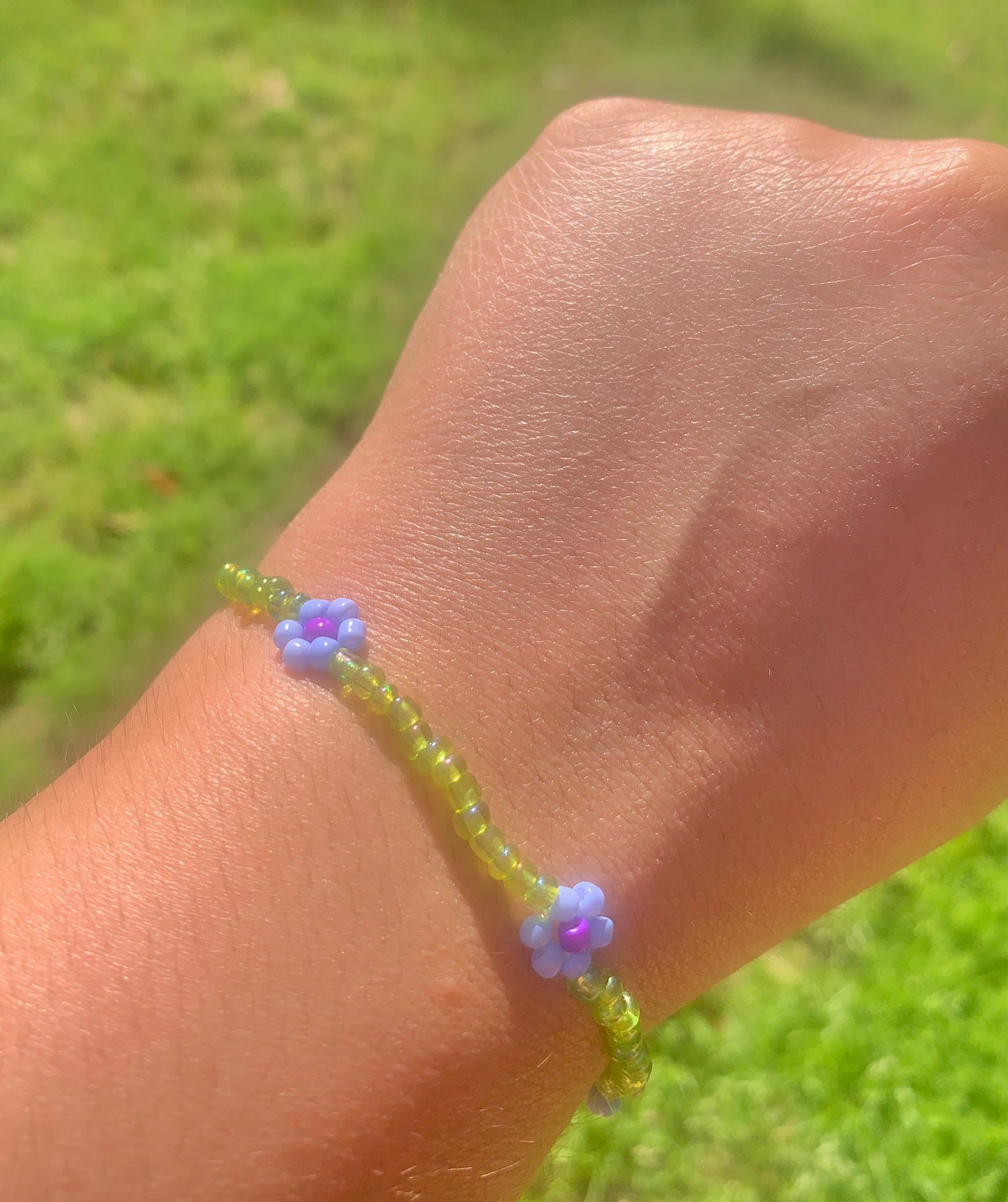 "Sweet Pea" Flower-Chain Seed Bead Bracelet