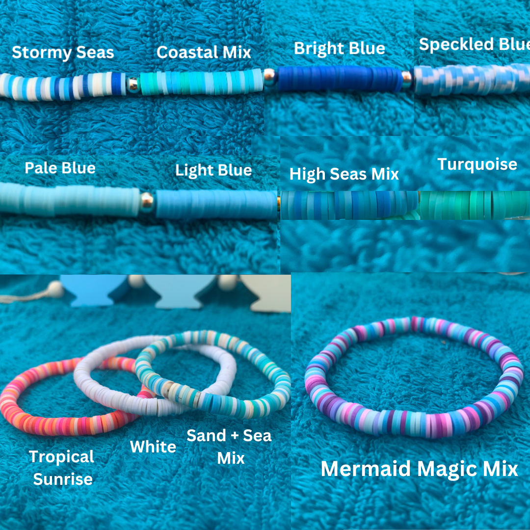 Mermaid Charm Heishi Bead Bracelet