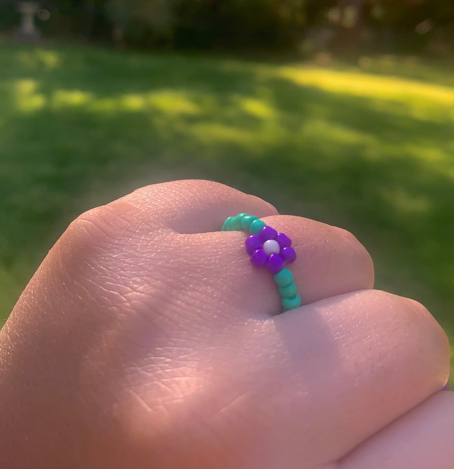 "Violet" Flower-Chain Seed Bead Bracelet