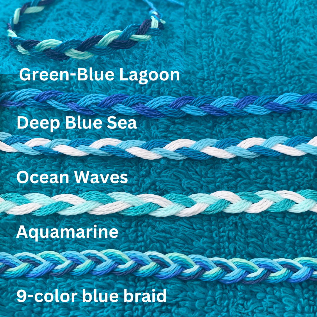 Blue Braided Wax Cord Bracelet