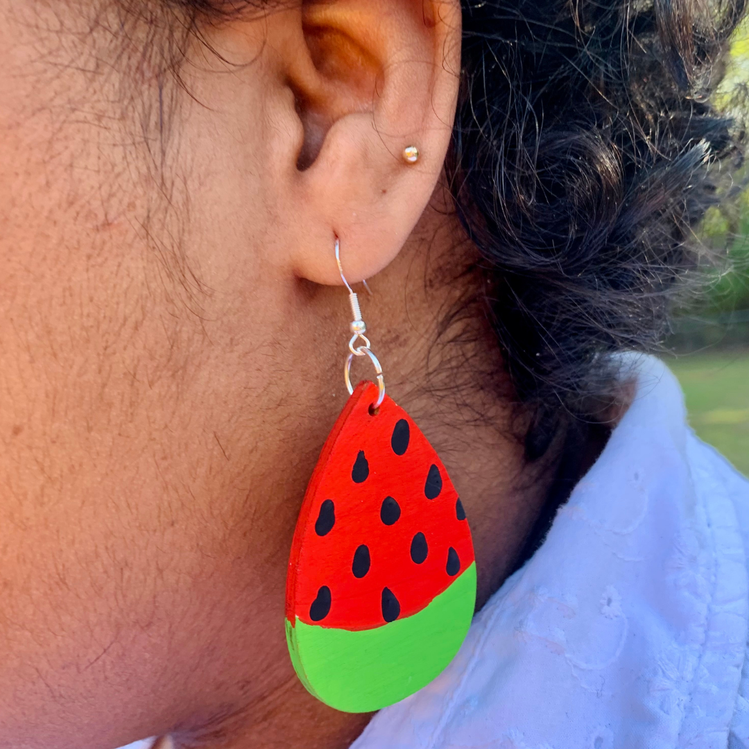 Handpainted Watermelon Slice Earrings