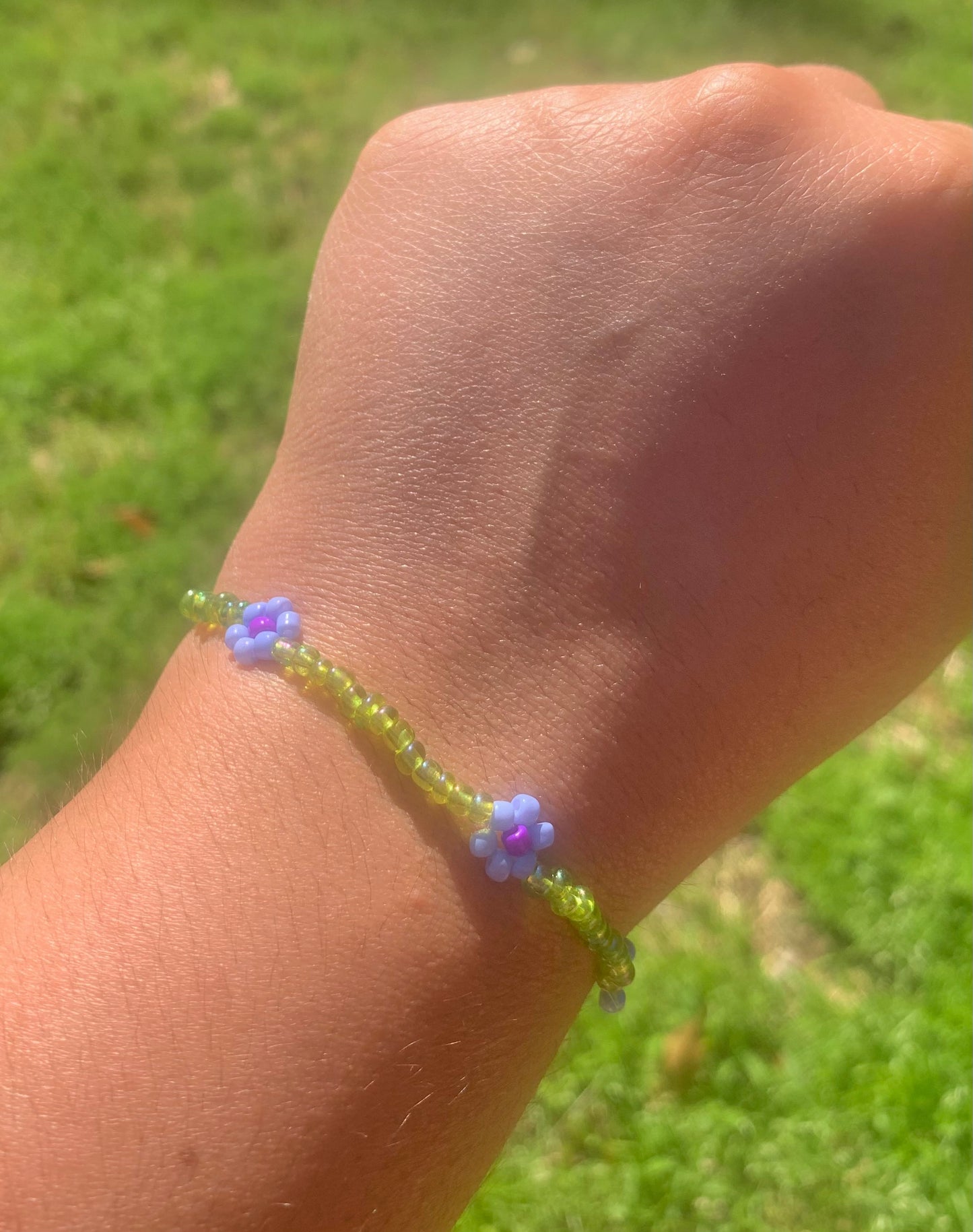 "Sweet Pea" Flower-Chain Seed Bead Bracelet