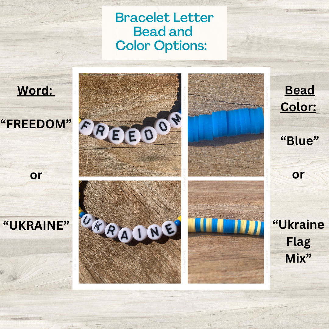 UKRAINE/FREEDOM Heishi Bead Bracelet