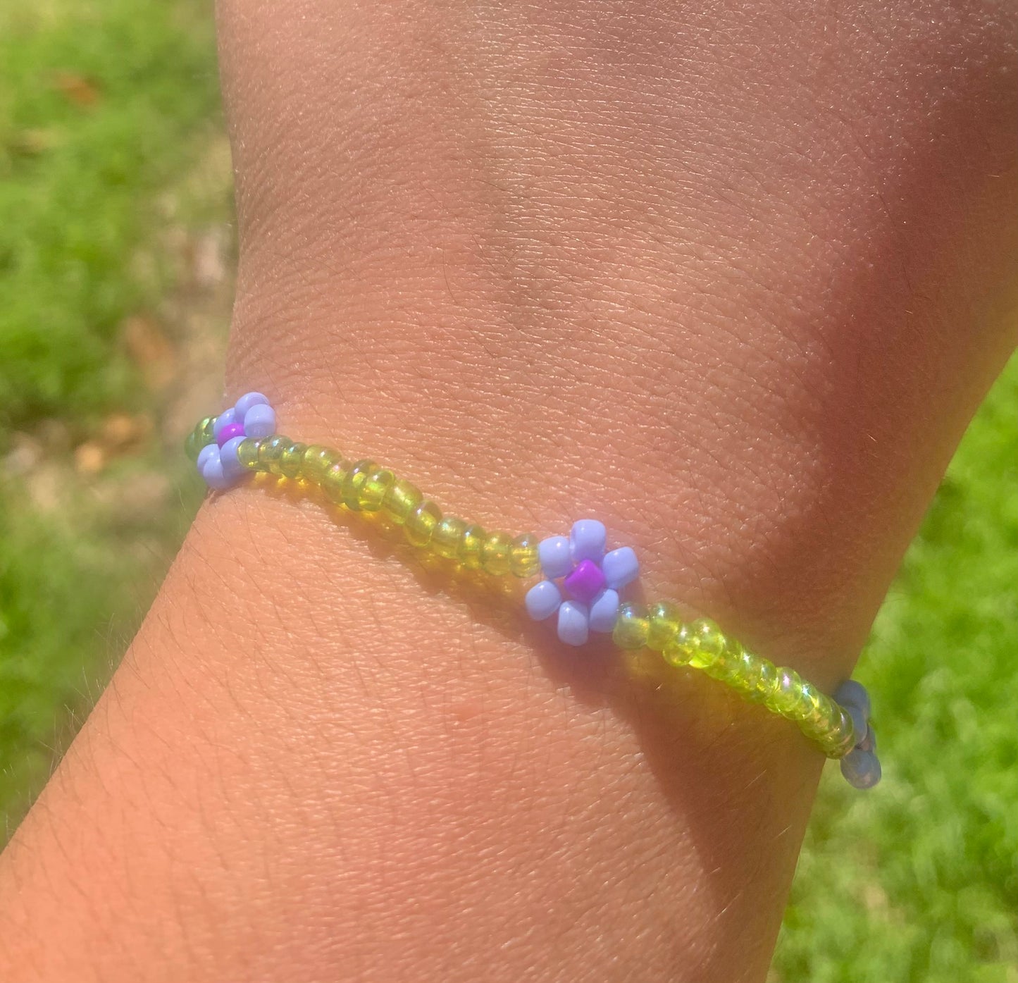 "Sweet Pea" Flower-Chain Seed Bead Bracelet