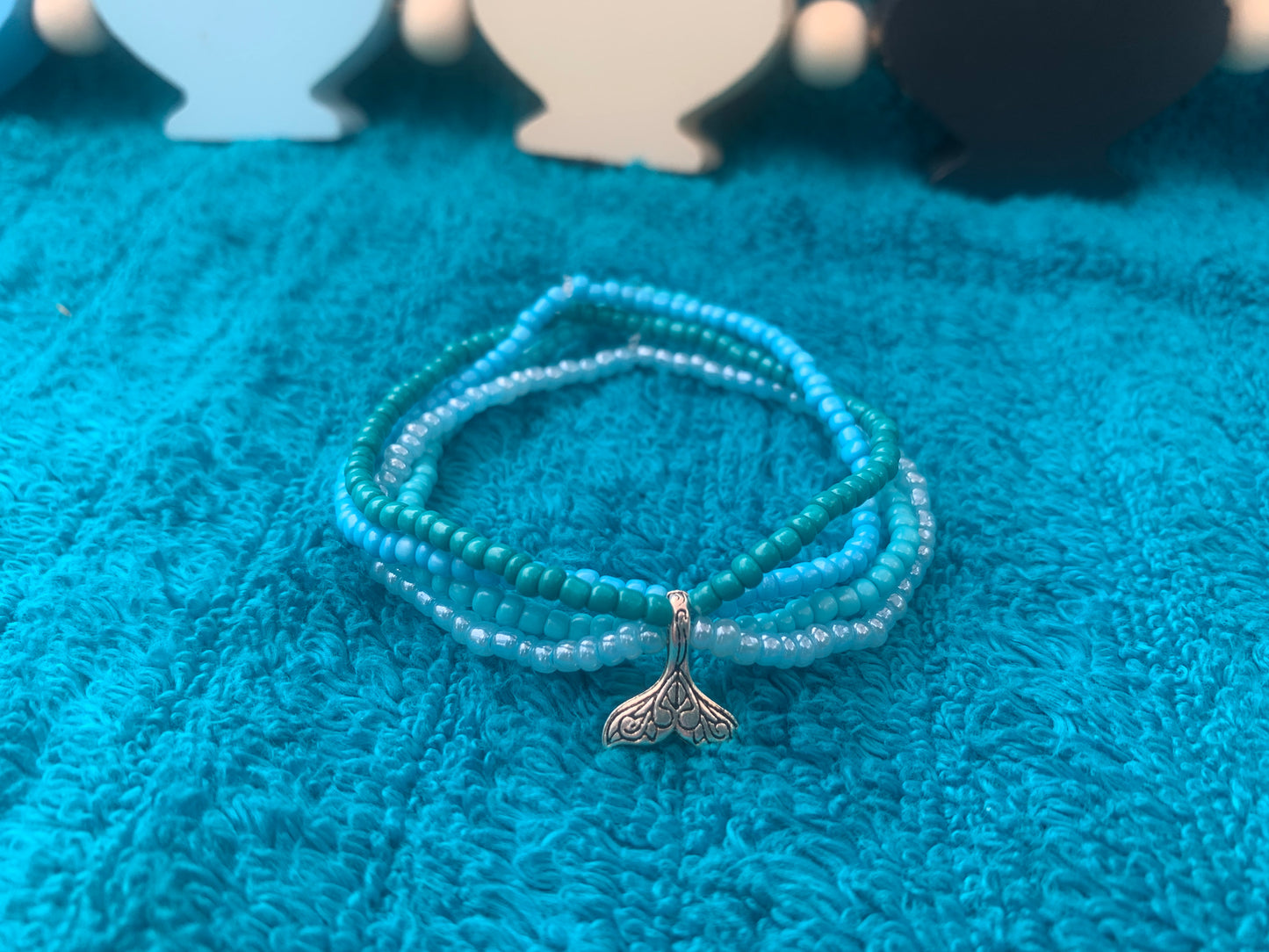 4-Strand Mermaid Charm Seed Bead Bracelet