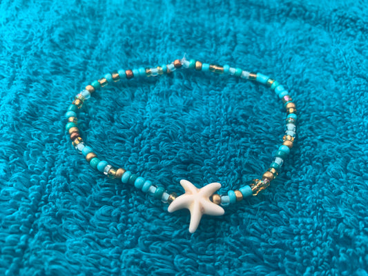 Single Starfish Spacer Seed Bead Bracelet