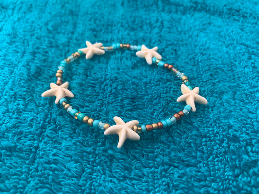 Multi Starfish Spacer Seed Bead Bracelet