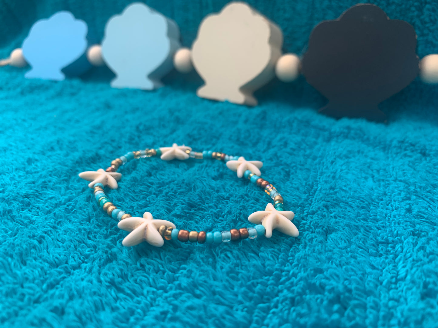 Multi Starfish Spacer Seed Bead Bracelet