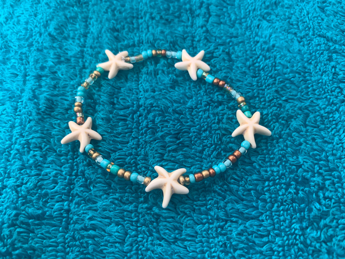 Multi Starfish Spacer Seed Bead Bracelet