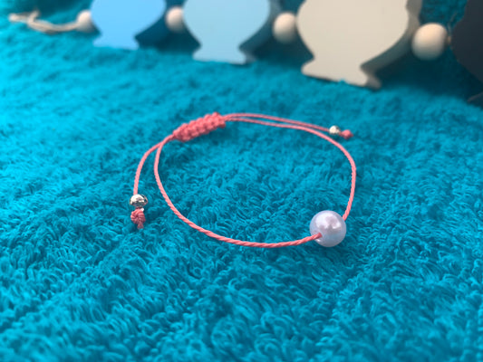 Single Pearl Wax Cord Bracelet