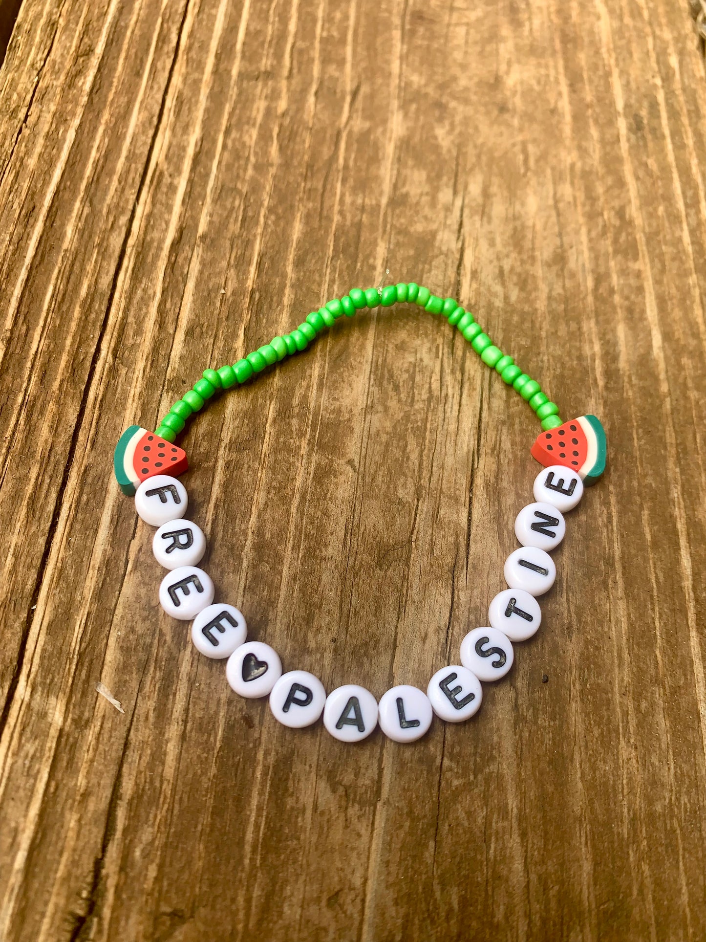 FREE PALESTINE Seed Bead Bracelet