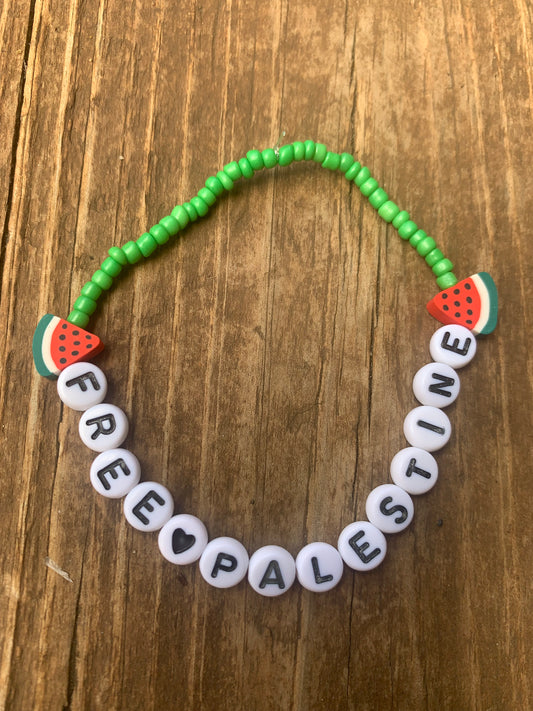 FREE PALESTINE Seed Bead Bracelet