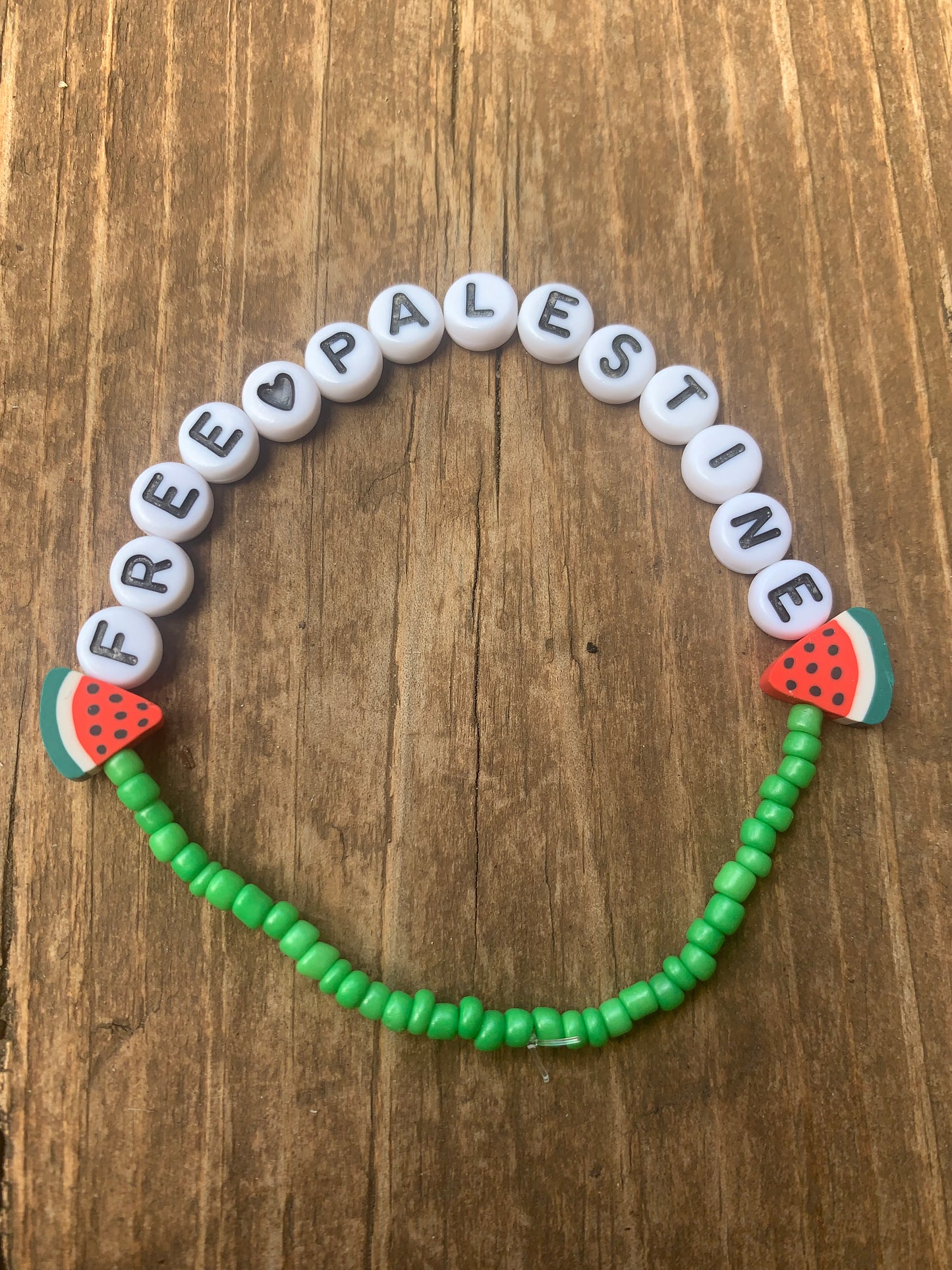 FREE PALESTINE Seed Bead Bracelet