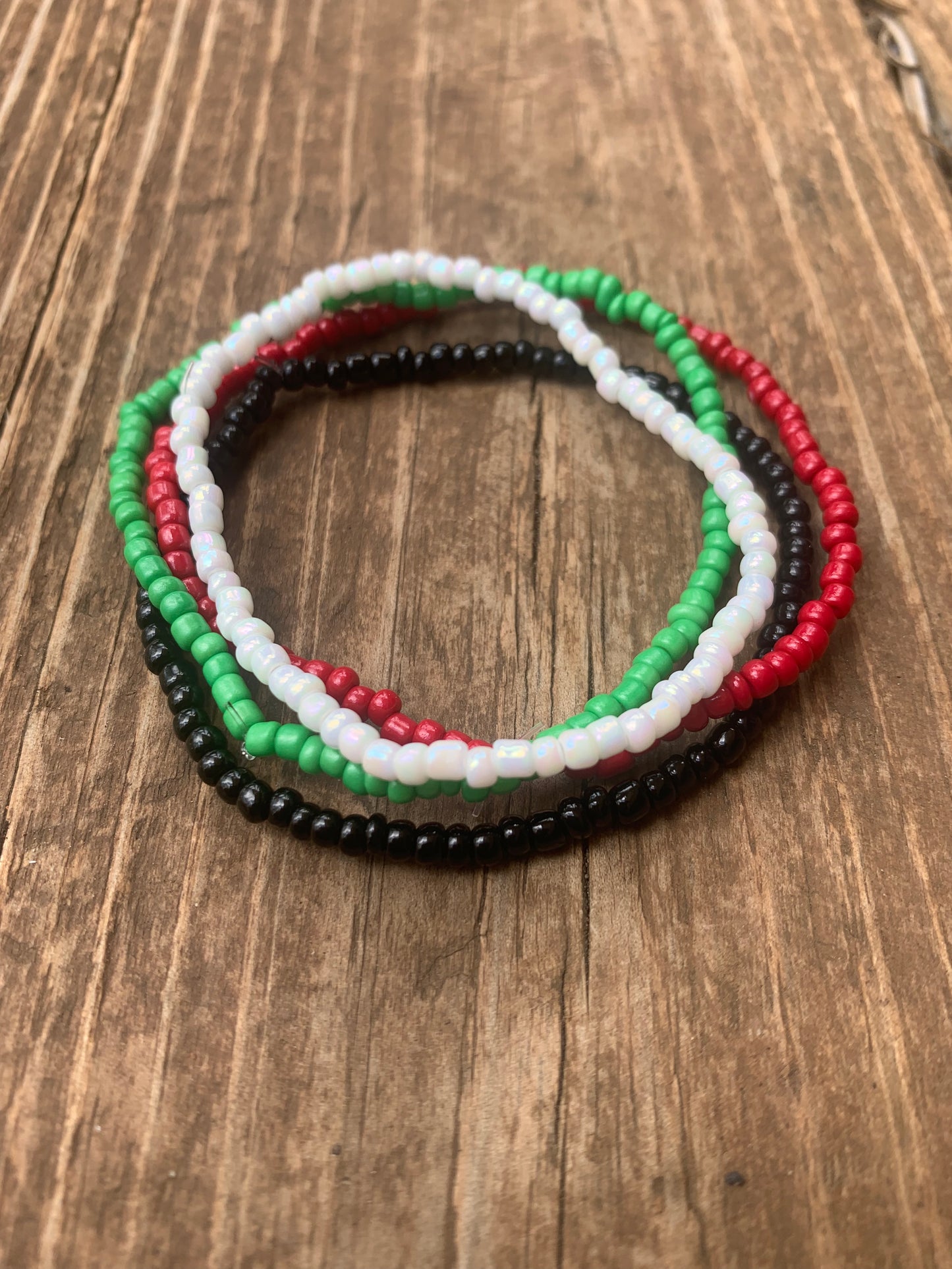 Palestinian Flag Seed Bead Bracelet Set