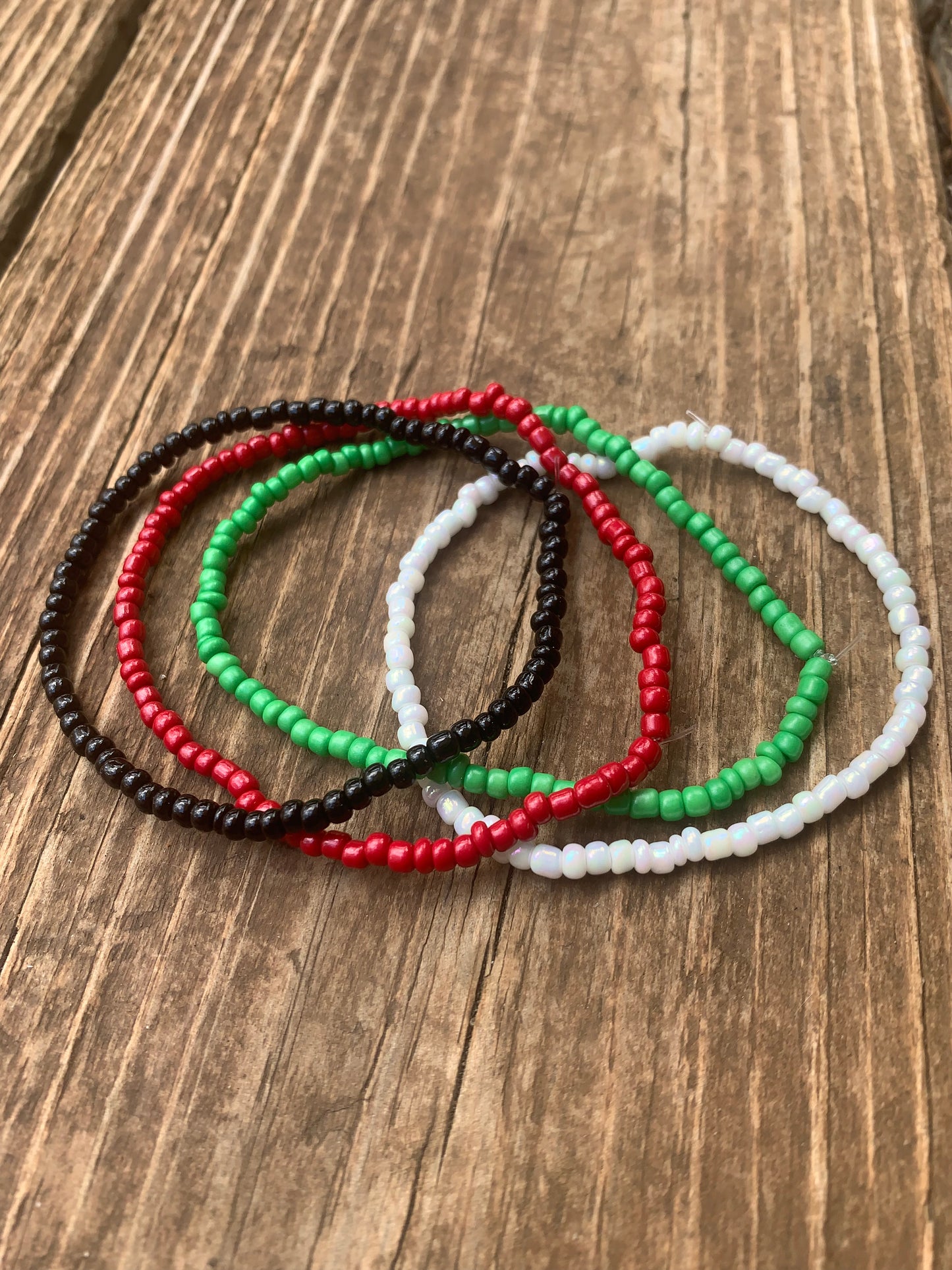 Palestinian Flag Seed Bead Bracelet Set